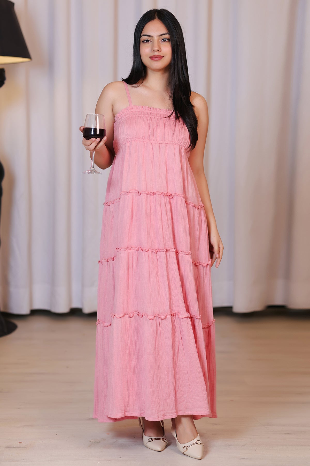 Buy Rose Tan Shoulder Strap Dress for women by Styleonn online available at scrollnshops