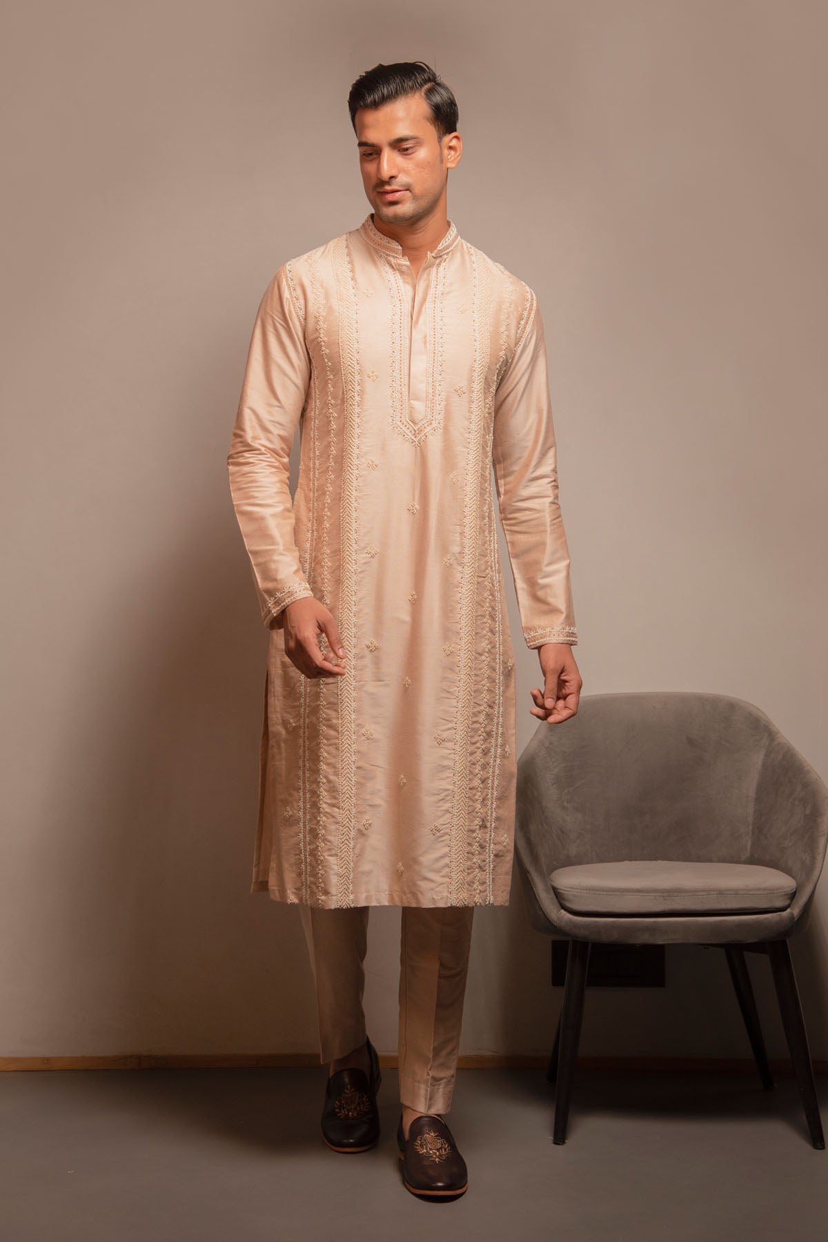 Rosewater Embroidered Kurta Set