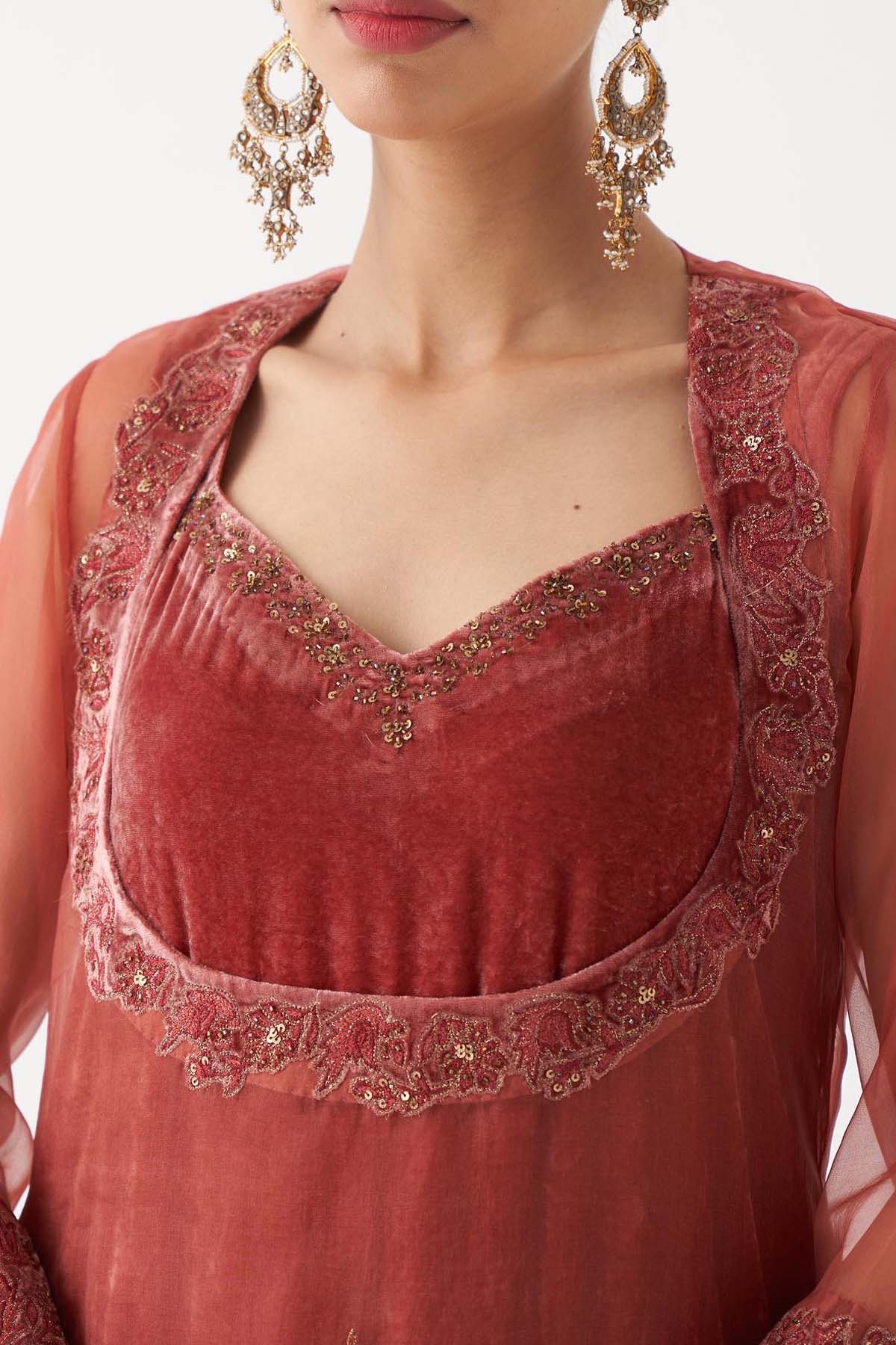 Velvet Aari Zardozi Kurta Set