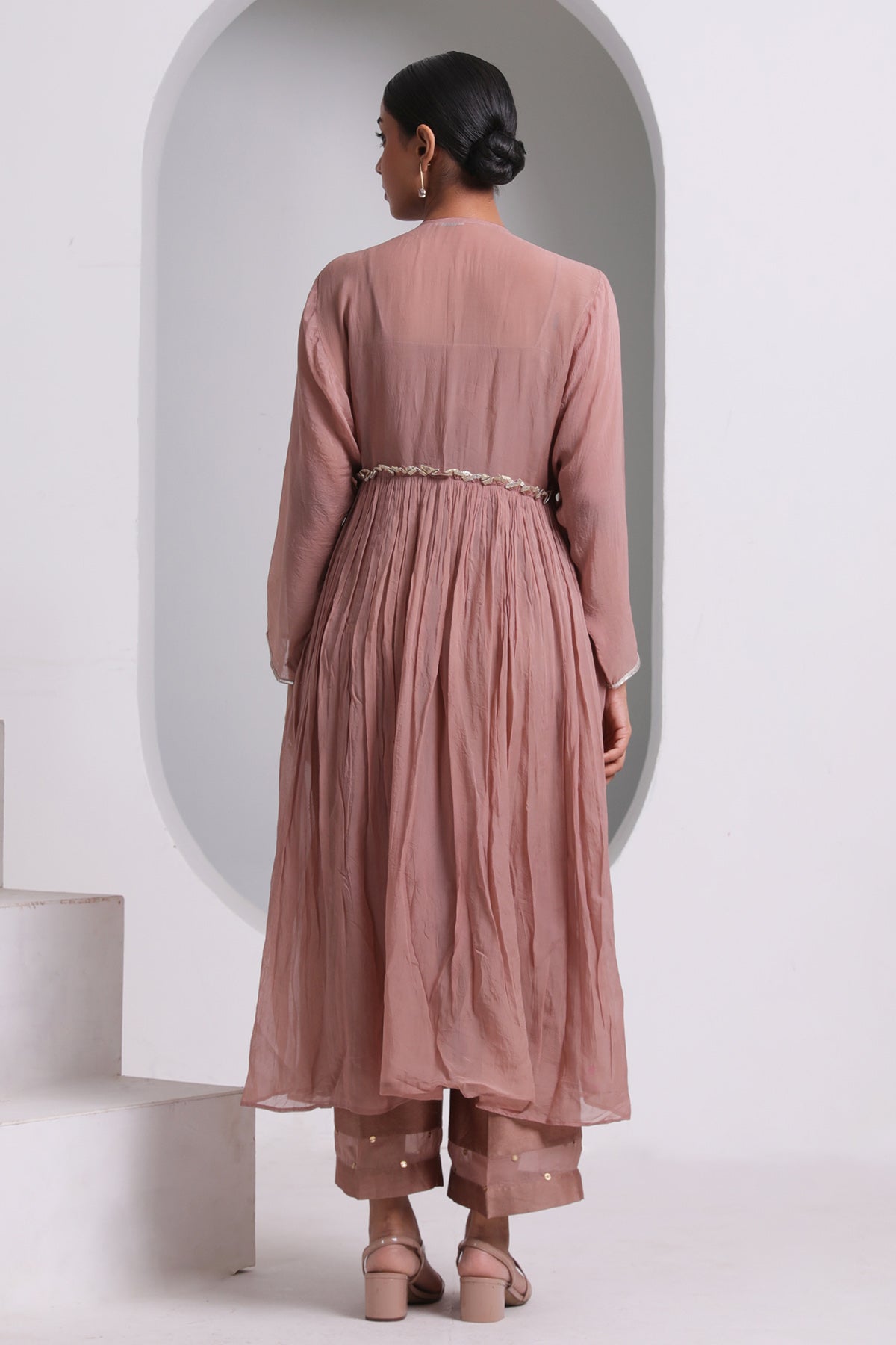 Rosy Brown Gathered Kurta Set