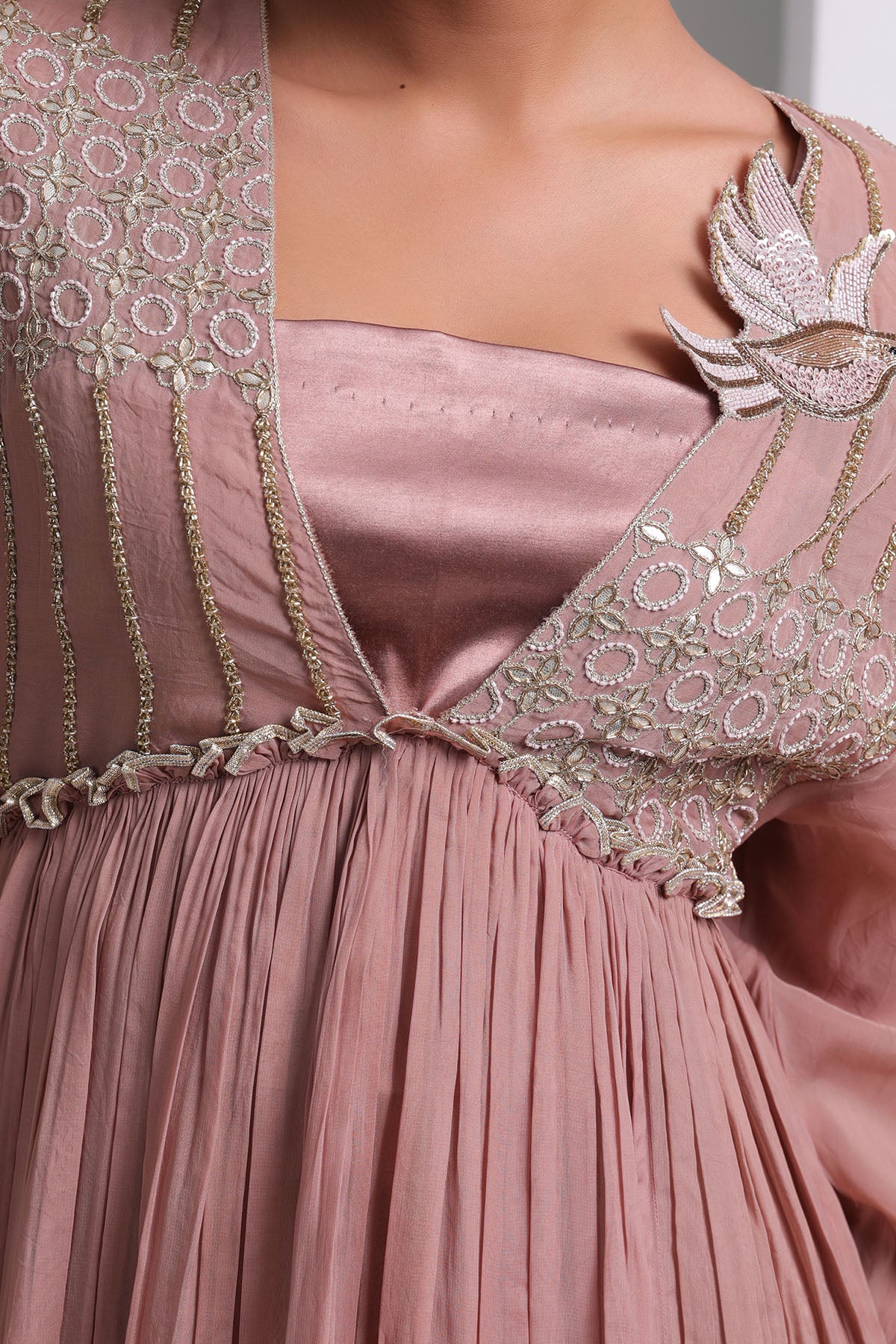 Rosy Brown Gathered Kurta Set