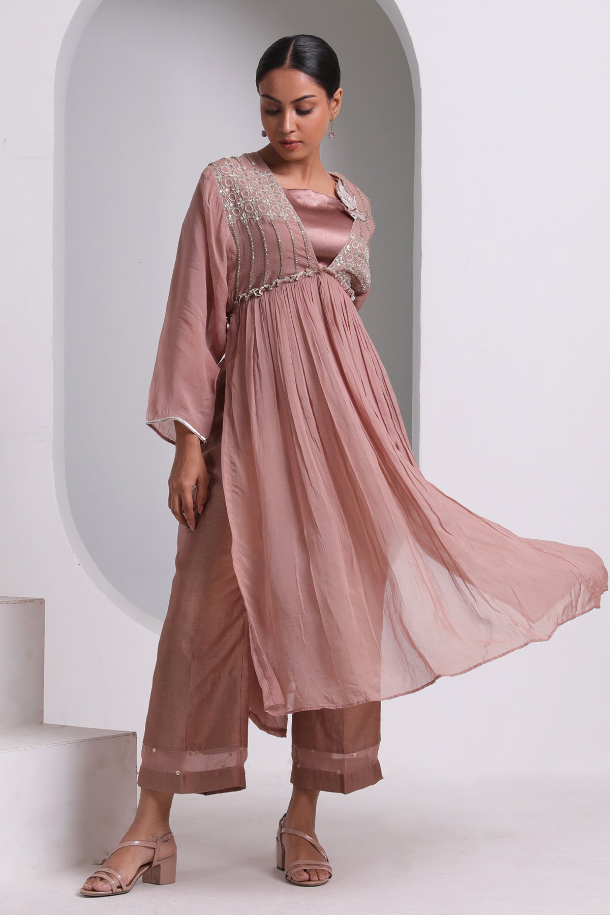 Rosy Brown Gathered Kurta Set