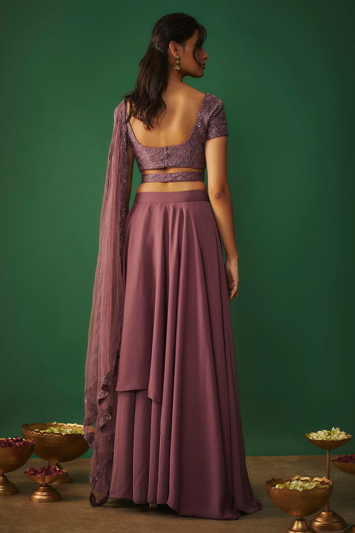 Rouge Embroidered Lehenga Set