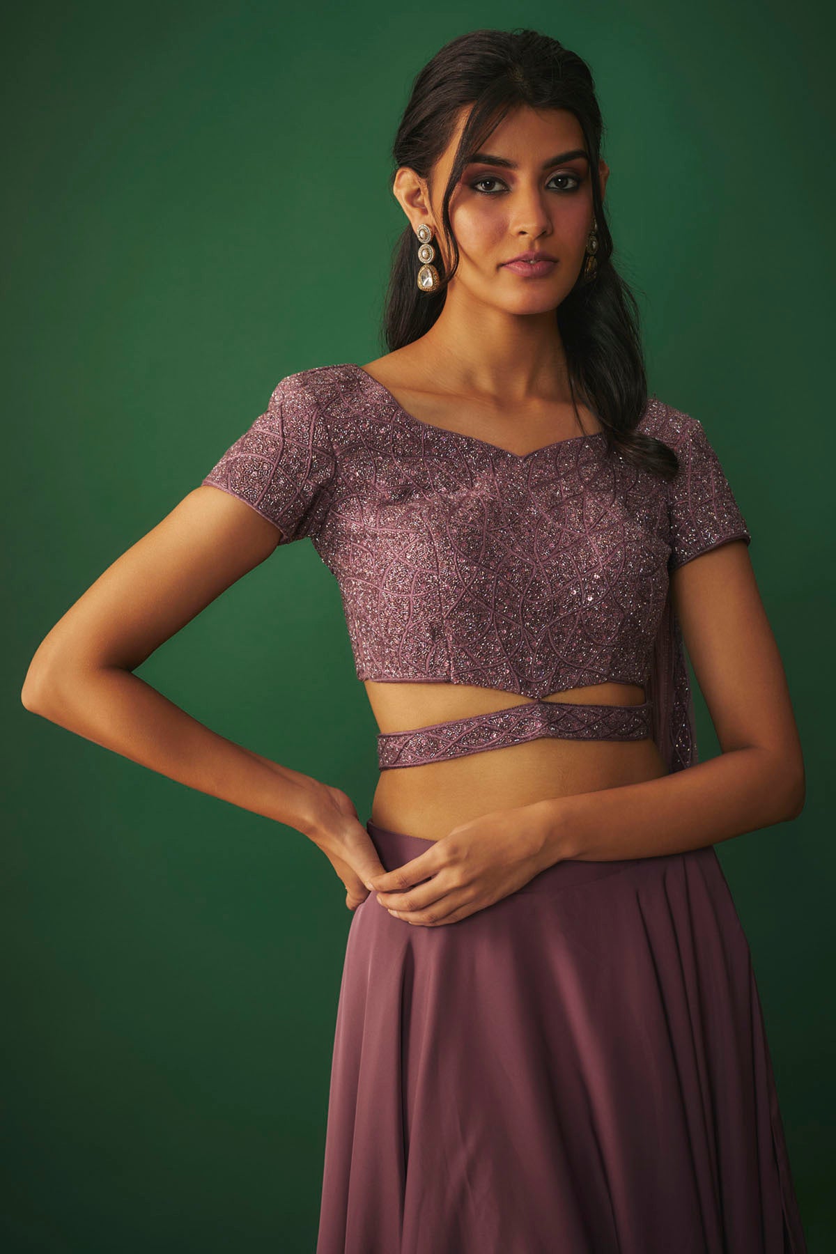 Rouge Embroidered Lehenga Set