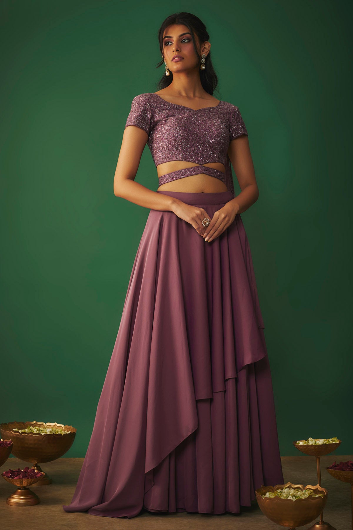 Rouge Embroidered Lehenga Set