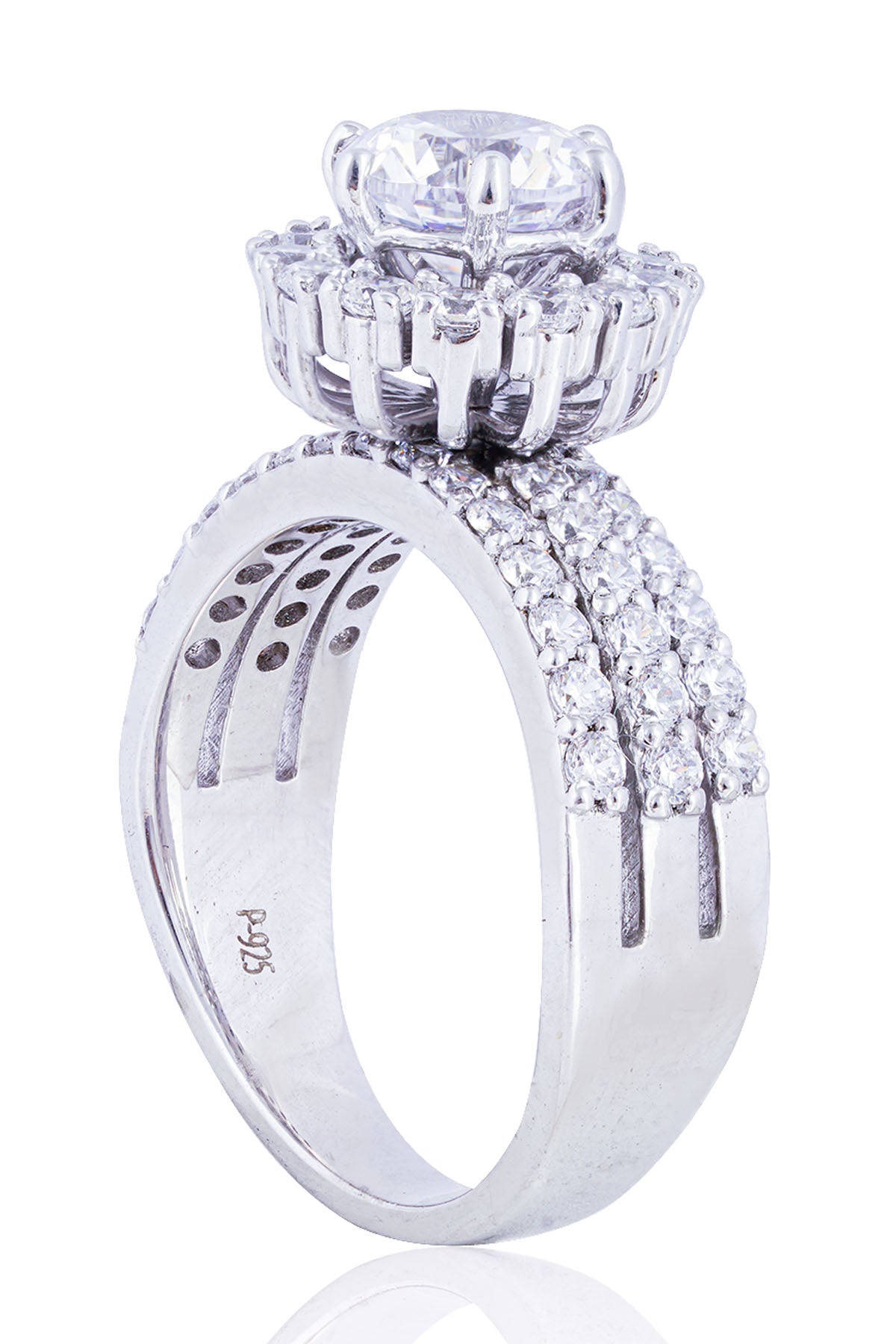 Round Stone Sterling Silver Ring