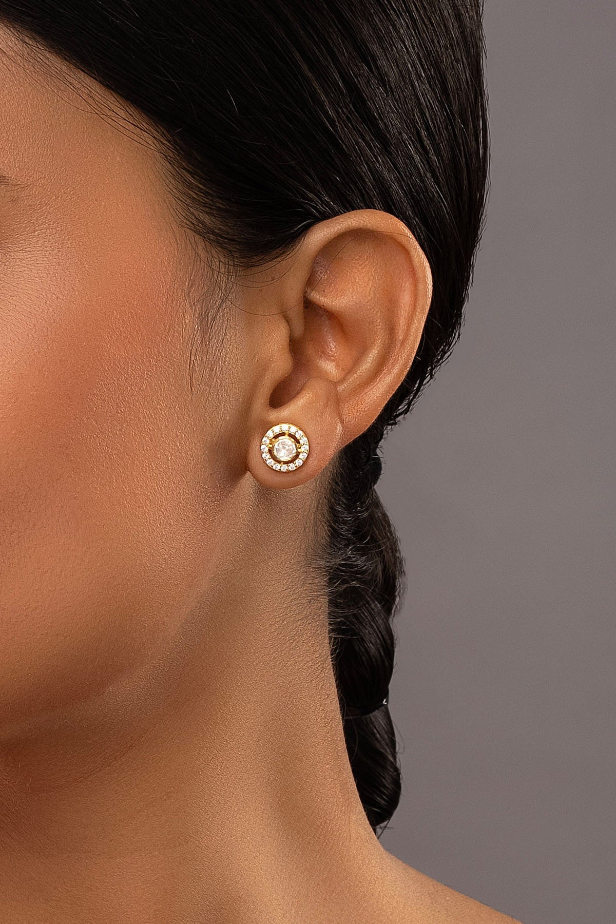 Buy Round 925 Silver Polki Earrings for women by Sica online available at scrollnshops