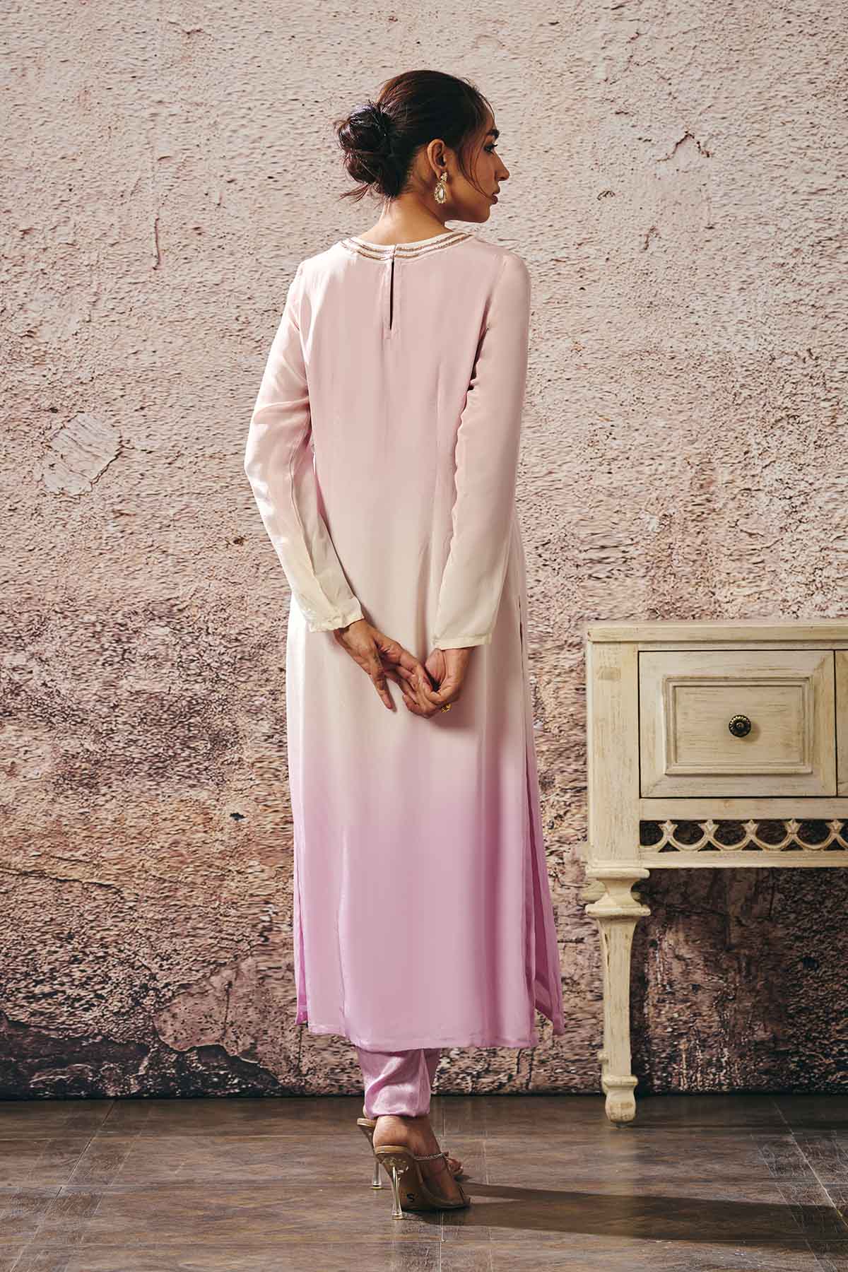 Round Neck Ombre Kurta & Pants