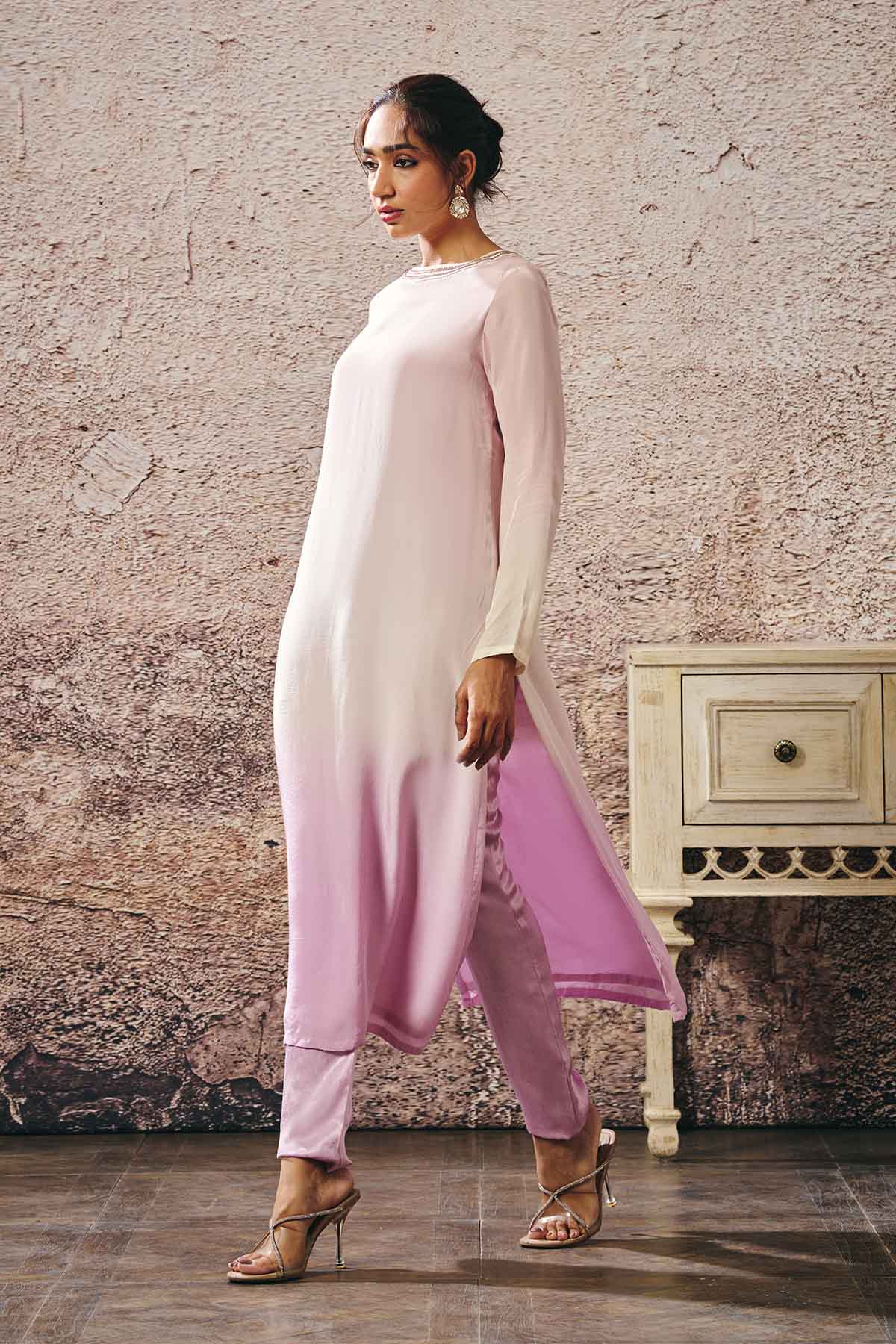 Round Neck Ombre Kurta & Pants