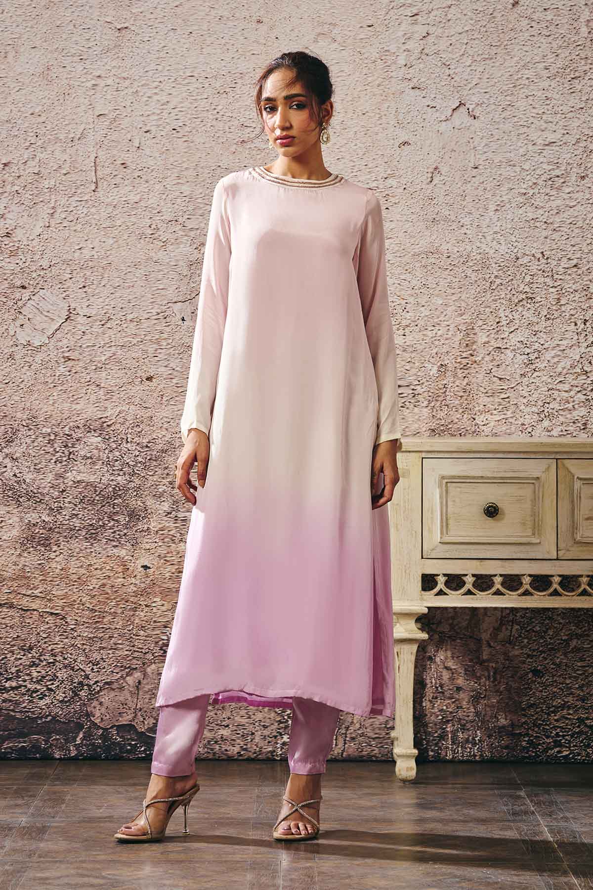 Buy Round Neck Ombre Kurta & Pants by Masumi Mewawalla for women online at ScrollnShops