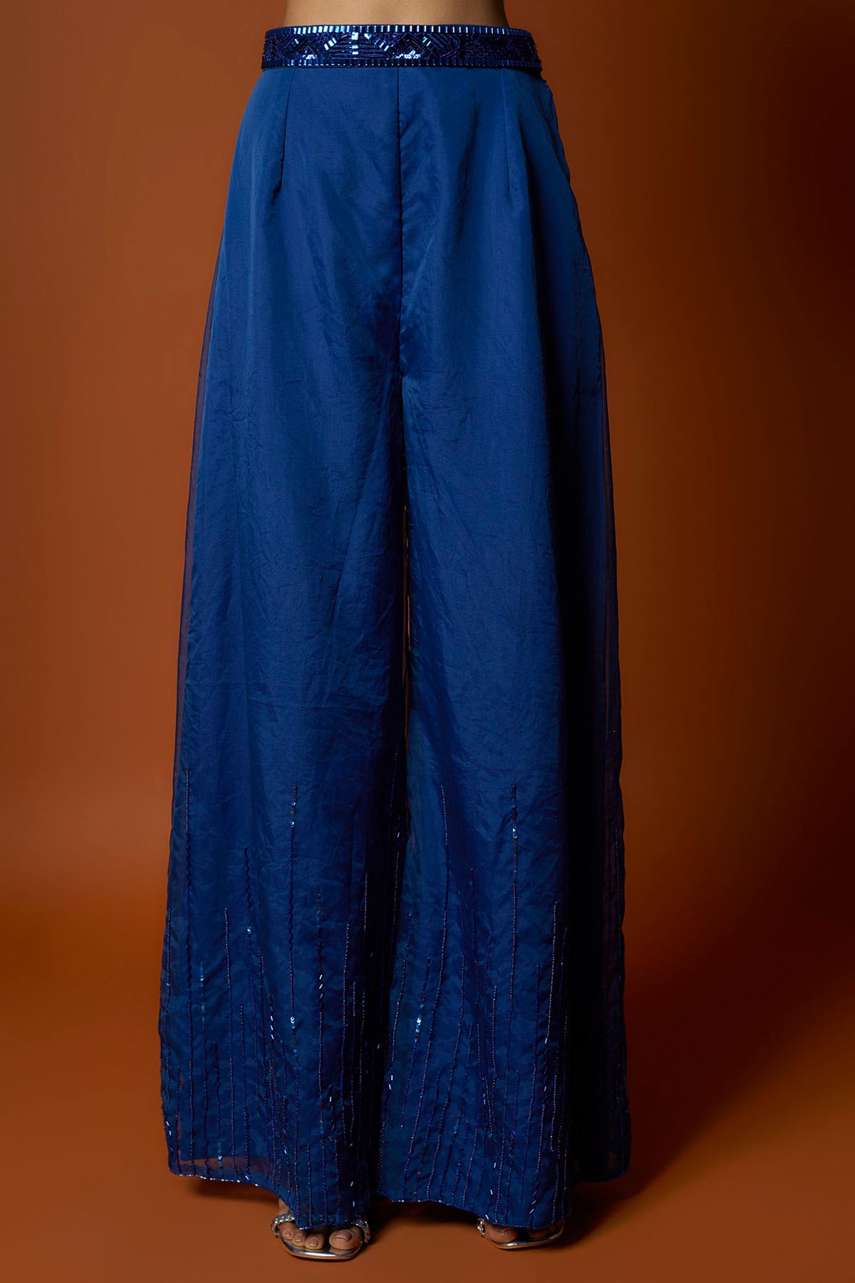 Royal Blue Embroidered Cape Set