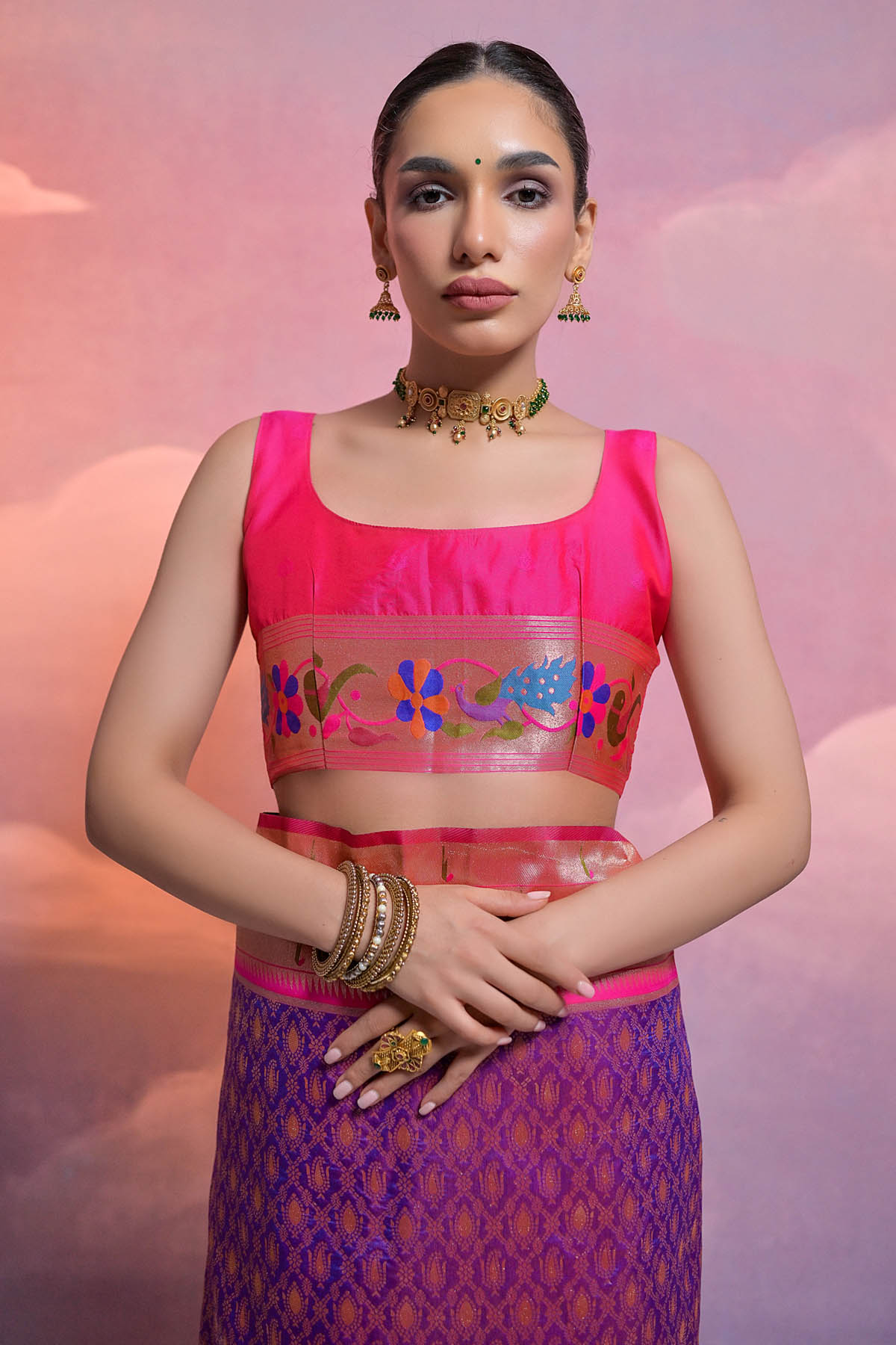 Royal Blue Meenakari Zari Saree