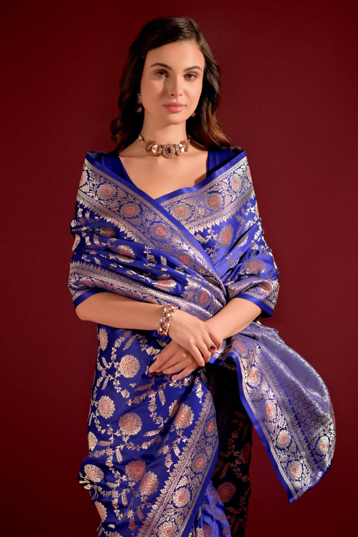 Royal Blue Banarasi Silk Saree