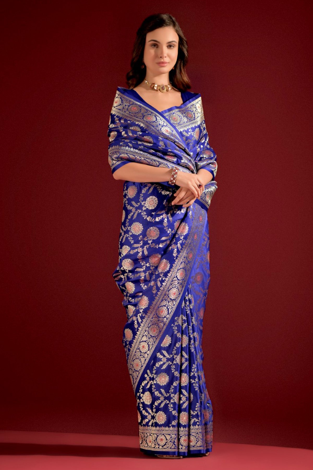 Royal Blue Banarasi Silk Saree