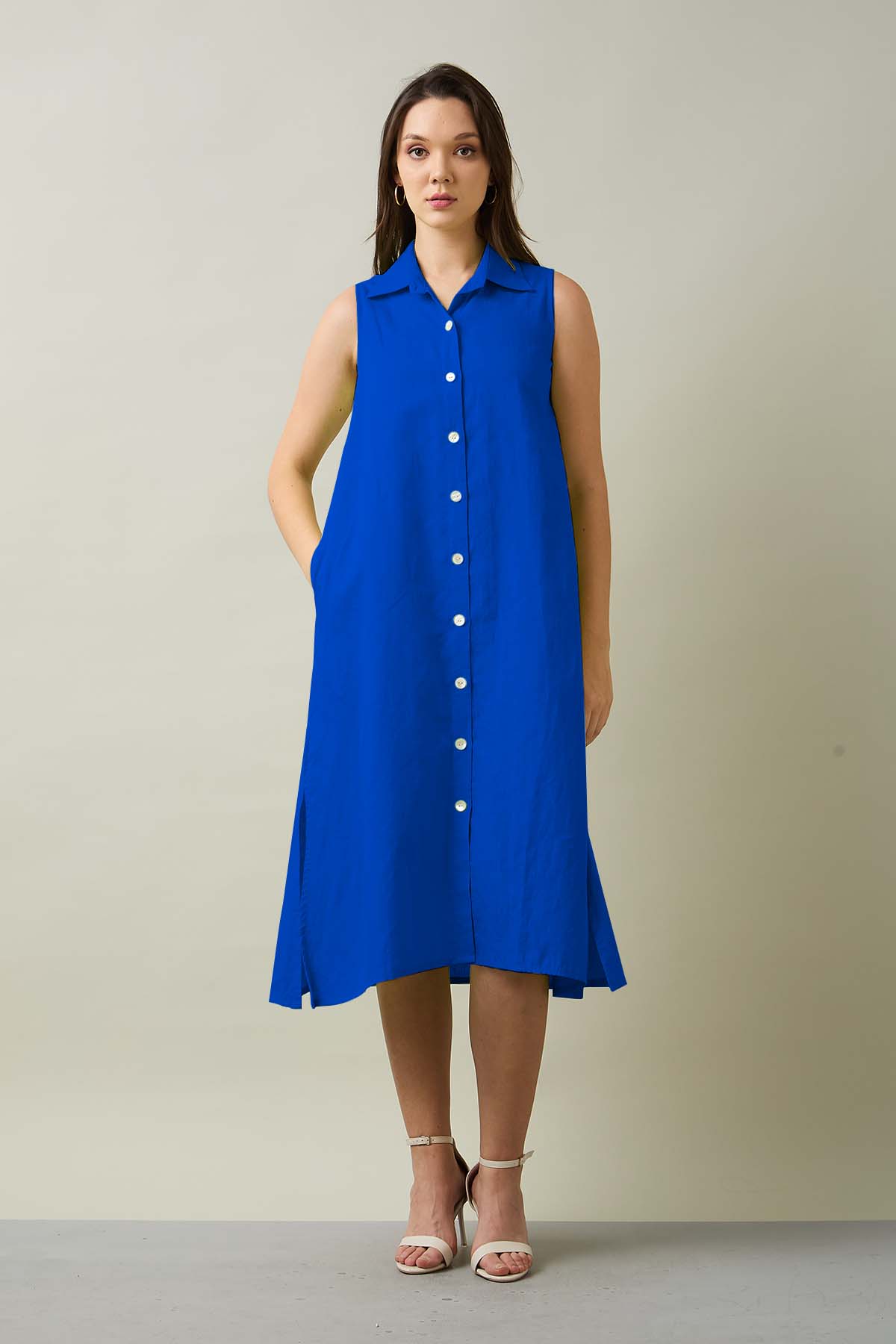 Buy Royal Blue Collar Shirt Dress for Women by SNEHA B Designer online available at scrollnshops