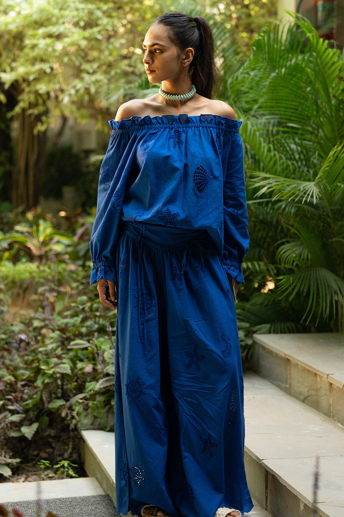 Royal Blue Cotton Shiffli Top