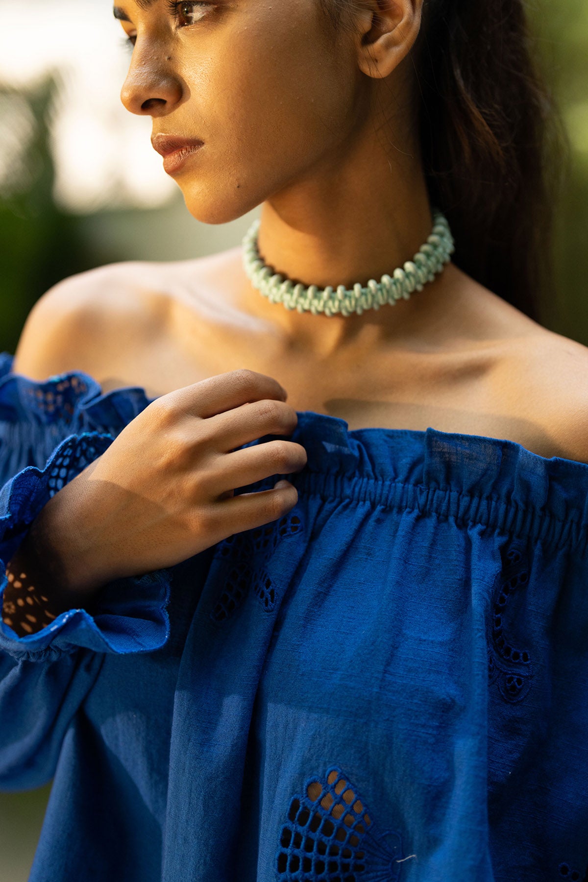 Royal Blue Cotton Shiffli Top