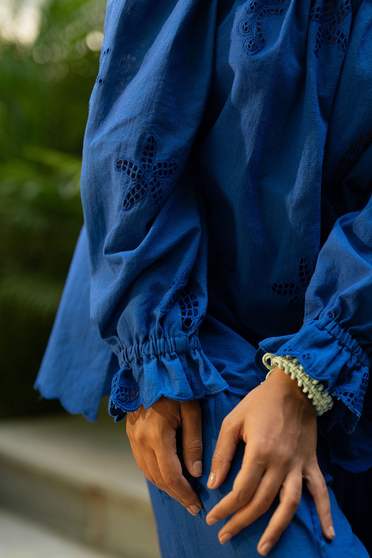 Royal Blue Cotton Shiffli Top