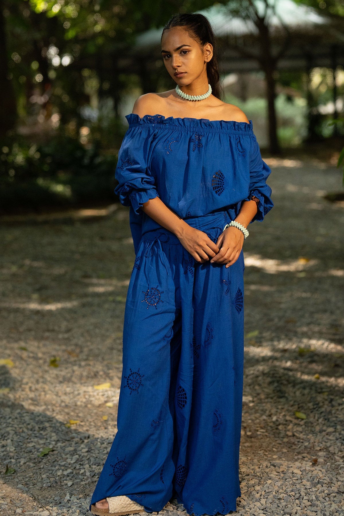 Royal Blue Cotton Shiffli Top
