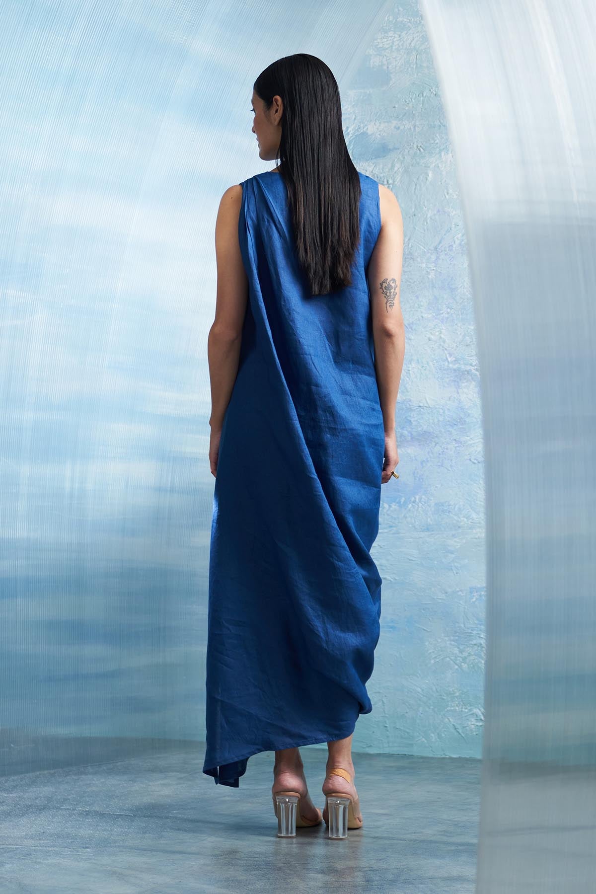 Royal Blue Drape Dress & Belt