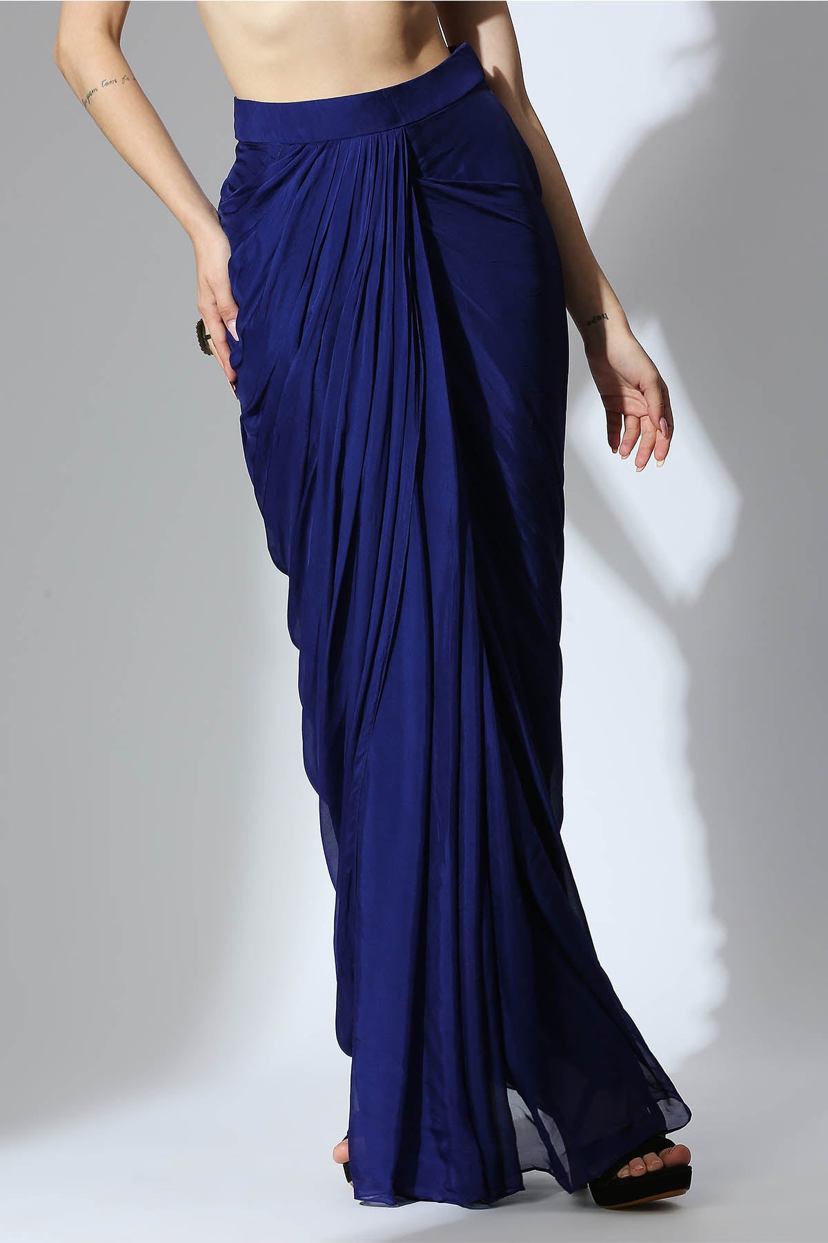 Royal Blue Drape Shirt & Skirt