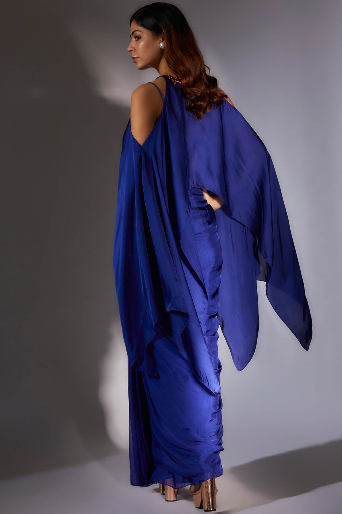 Royal Blue Embroidered Skirt Set