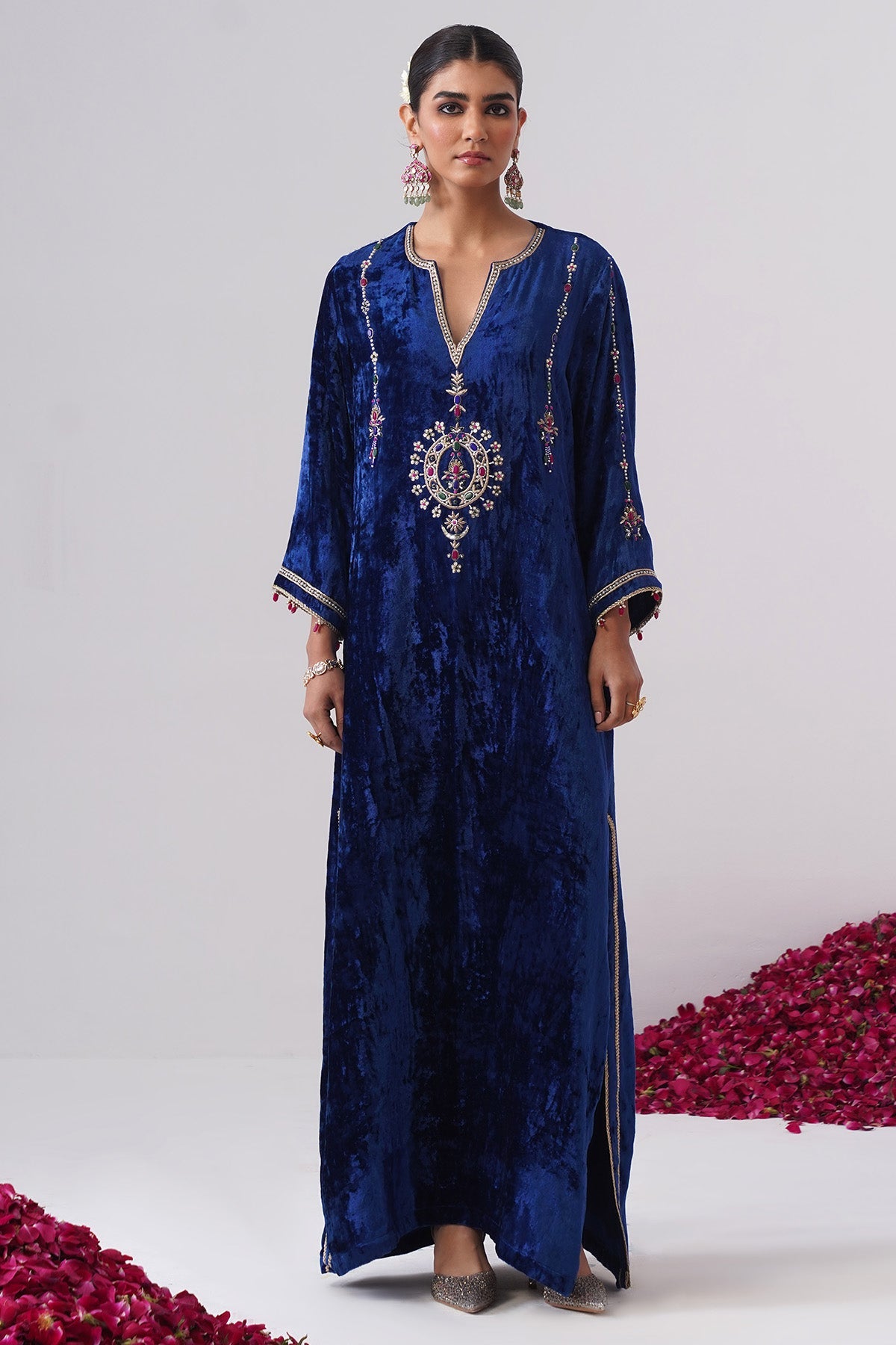 Buy Royal Blue Jewel Stones Kaftan for women by Ugna by Unnati online available at scrollnshops