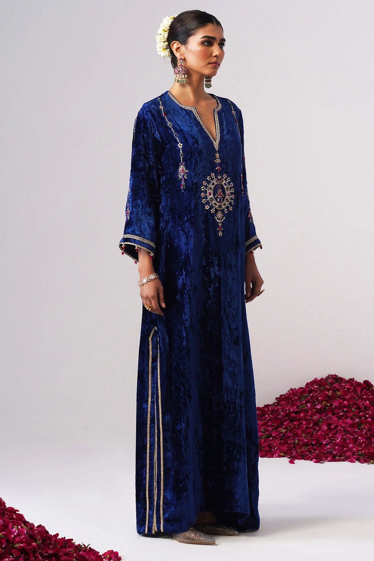 Royal Blue Jewel Stones Kaftan