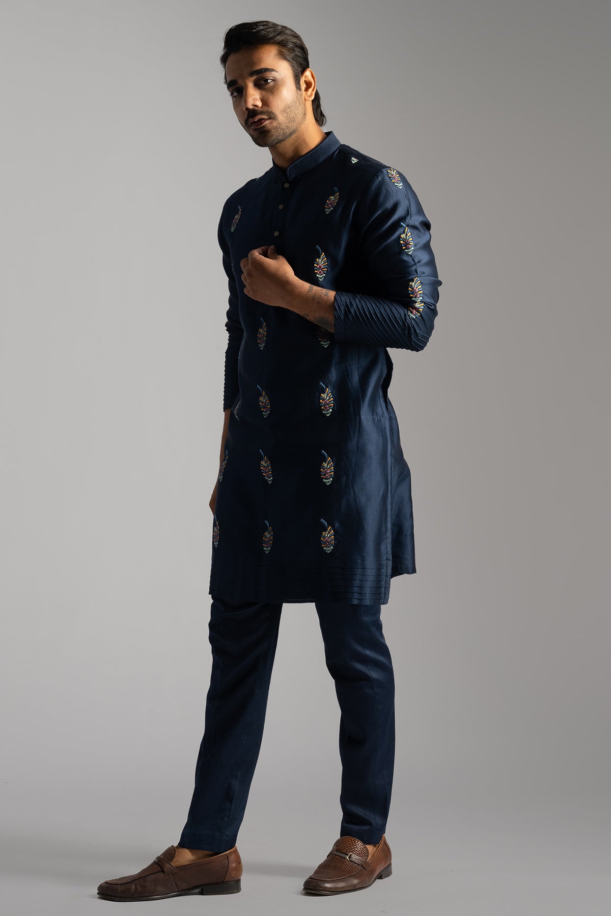 Royal Blue Motifs Kurta & Pants