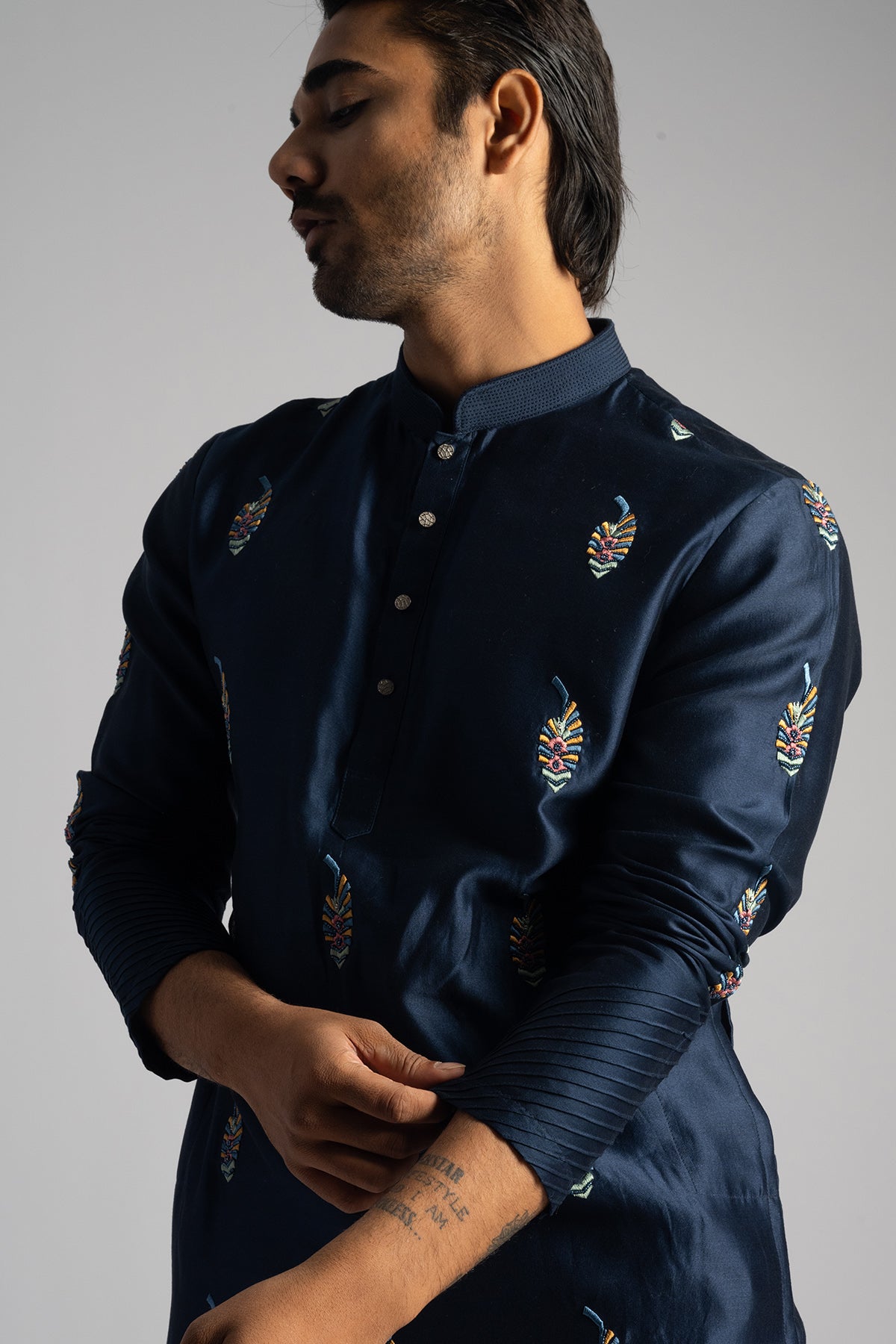 Royal Blue Motifs Kurta & Pants