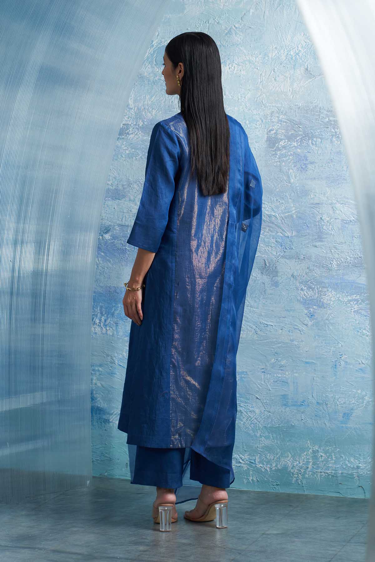 Royal Blue Notch Neck Kurta Set