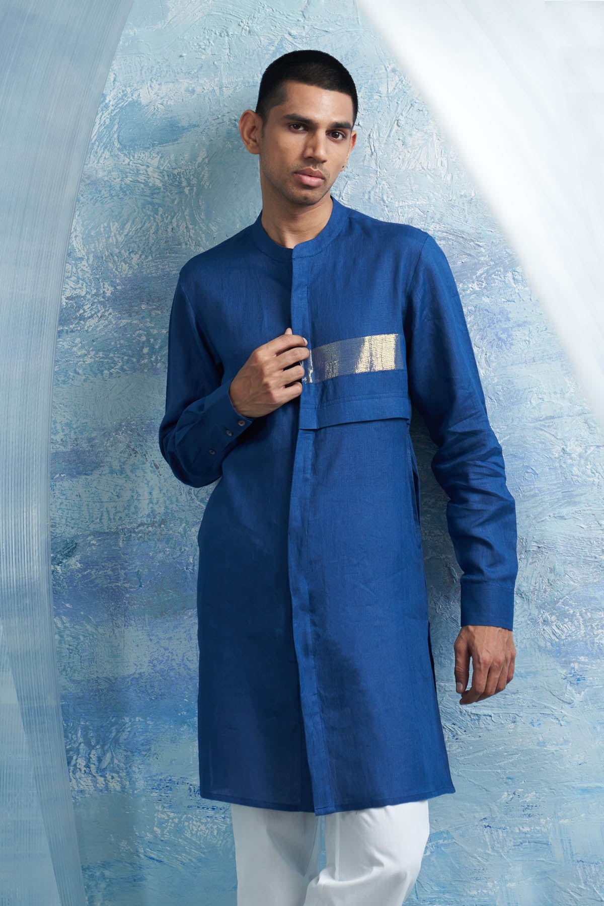 Royal Blue Overlap Jacket Set