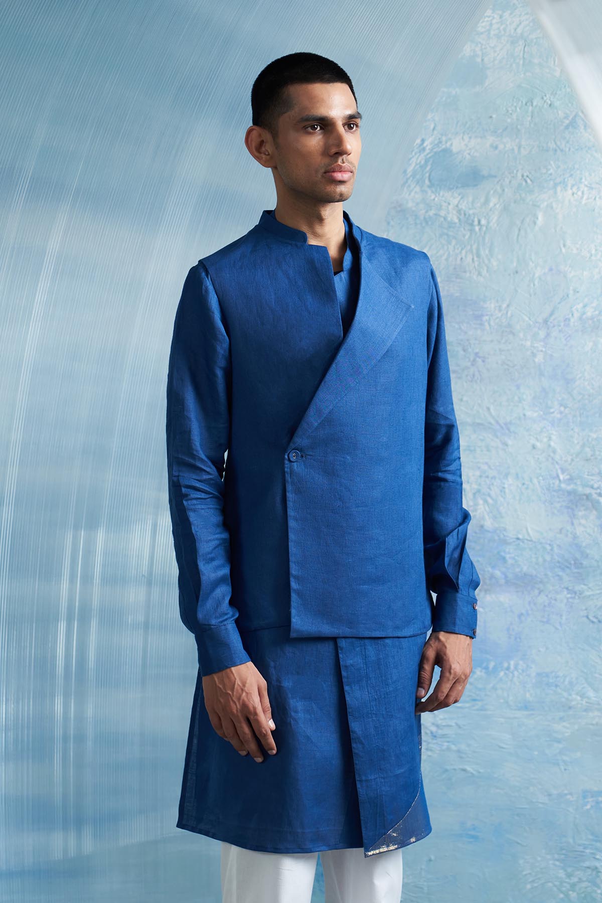 Royal Blue Overlap Jacket Set
