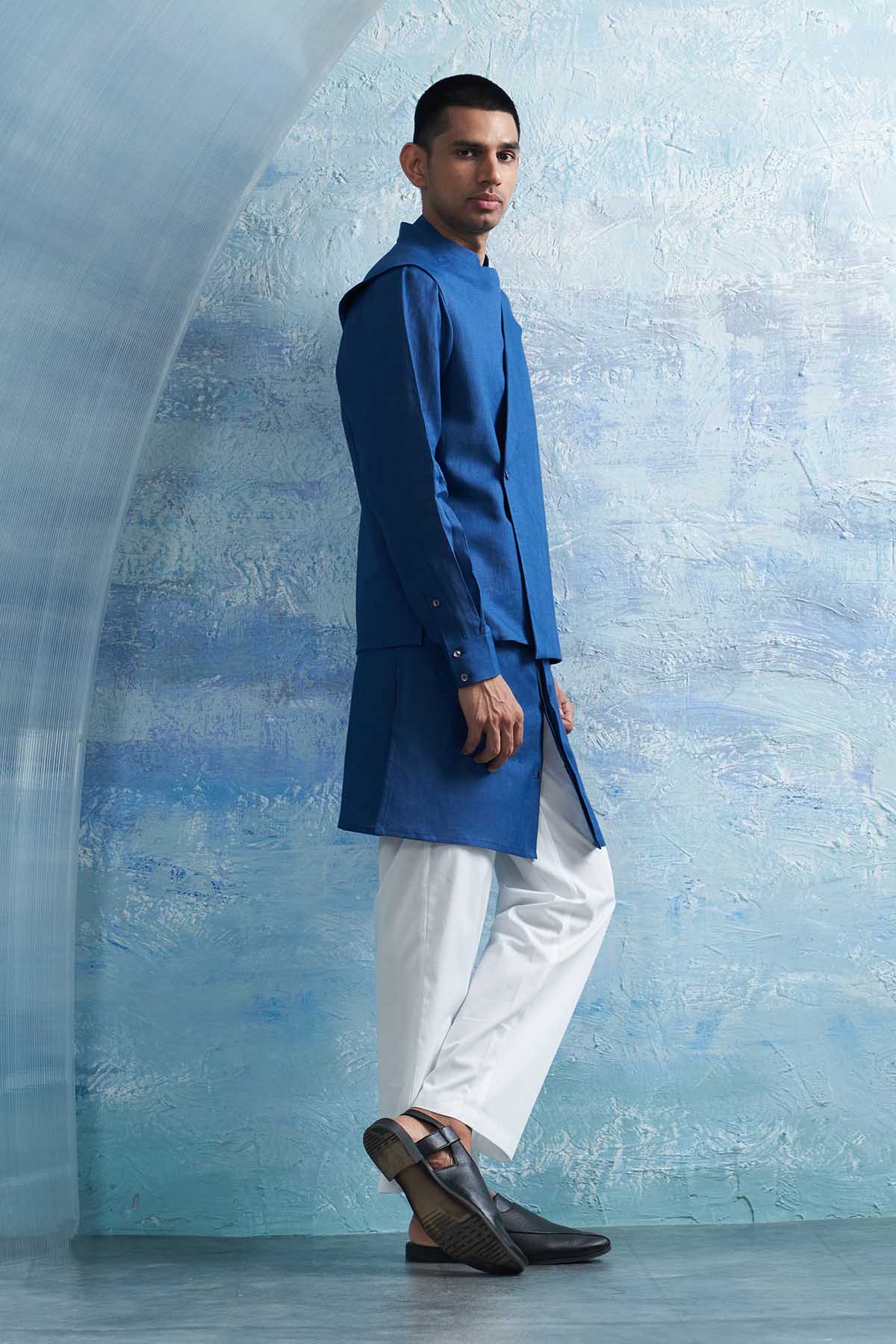 Royal Blue Overlap Jacket Set