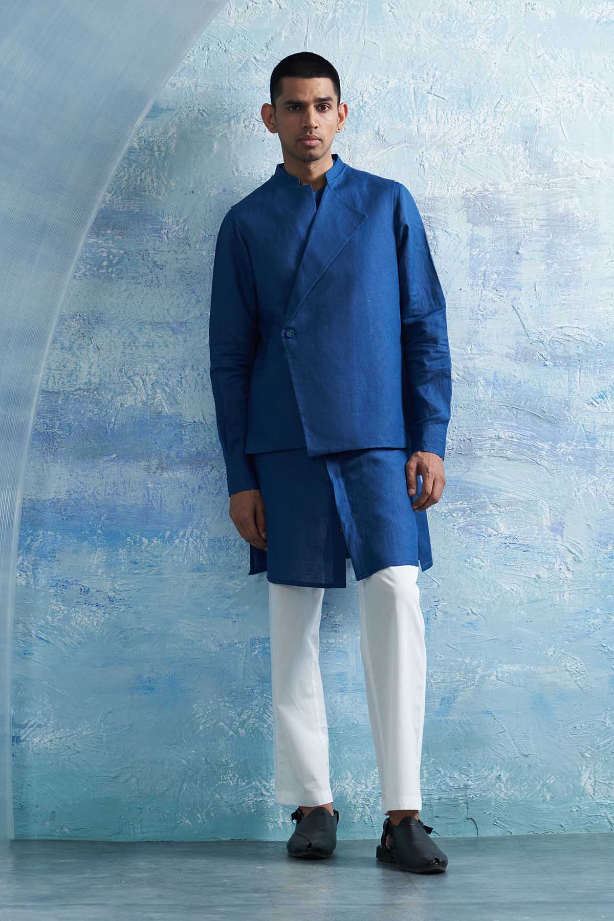 Buy Royal Blue Overlap Jacket Set by Charkhee for men online at ScrollnShops