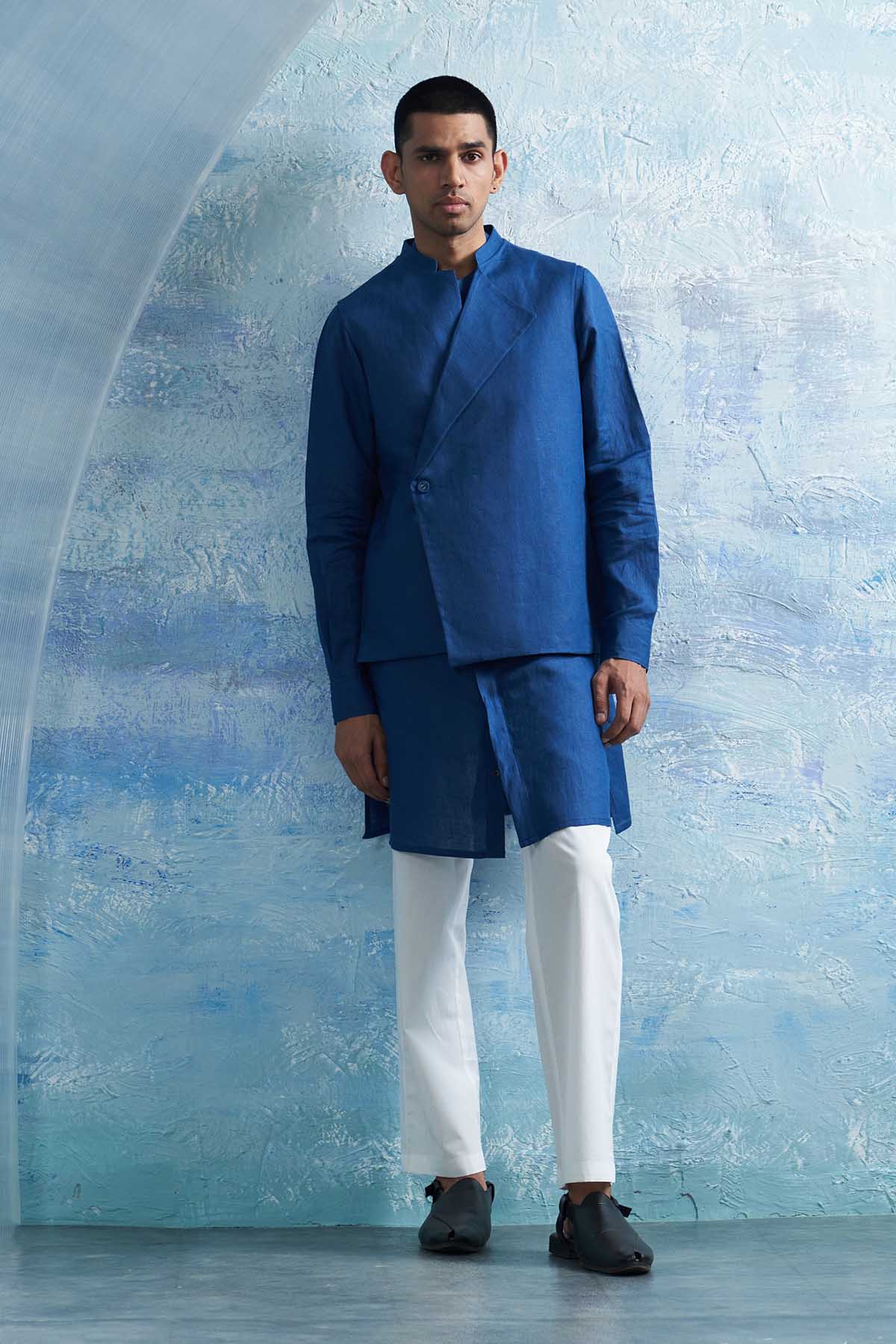 Buy Royal Blue Overlap Jacket Set Online