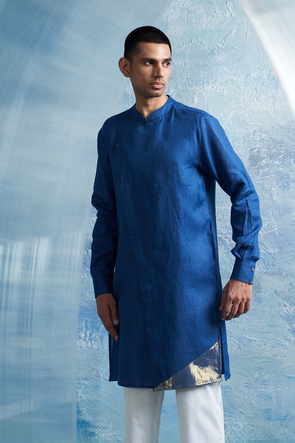 Royal Blue Overlap Kurta Set
