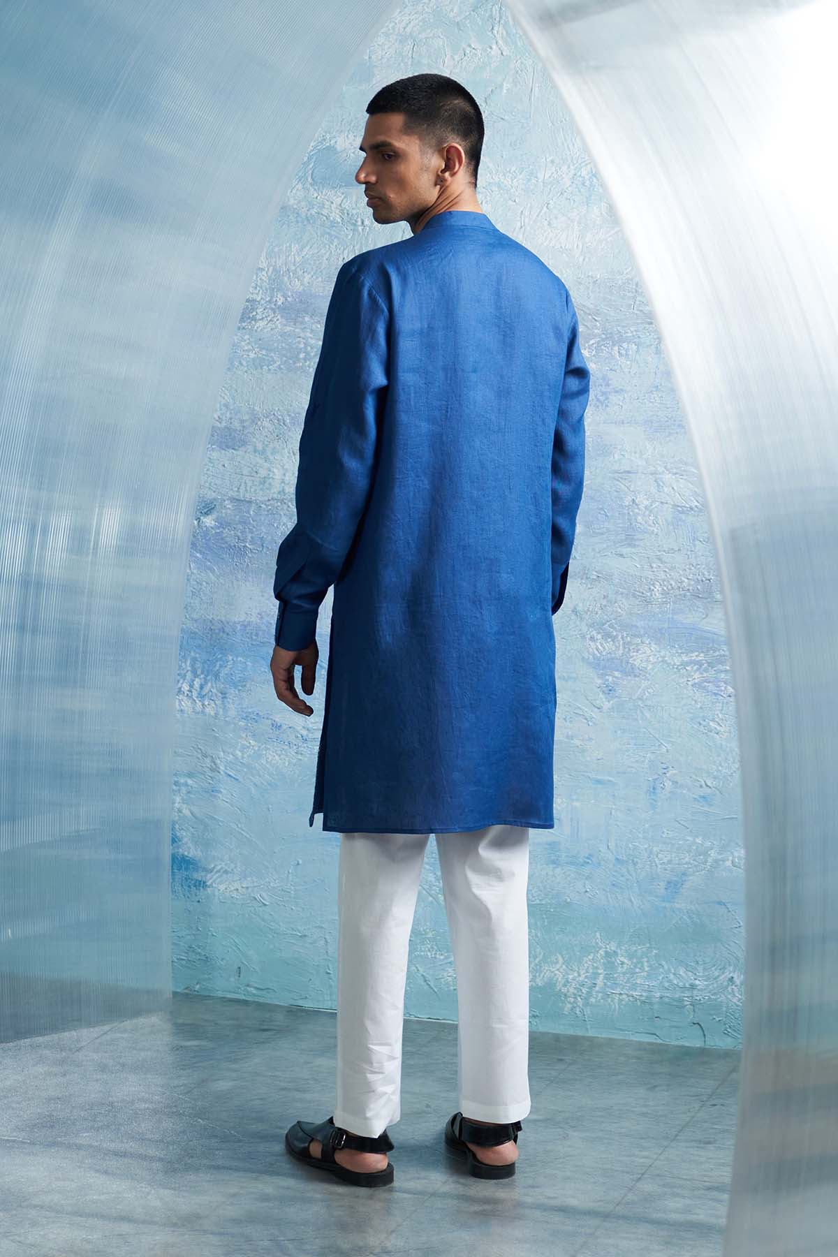 Royal Blue Overlap Kurta Set