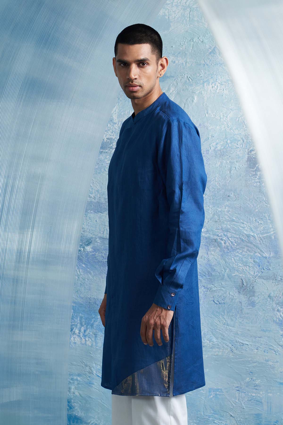 Royal Blue Overlap Kurta Set