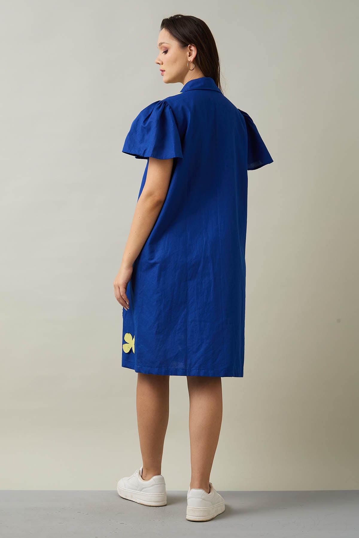 Royal Blue Patchwork Shirt Dress