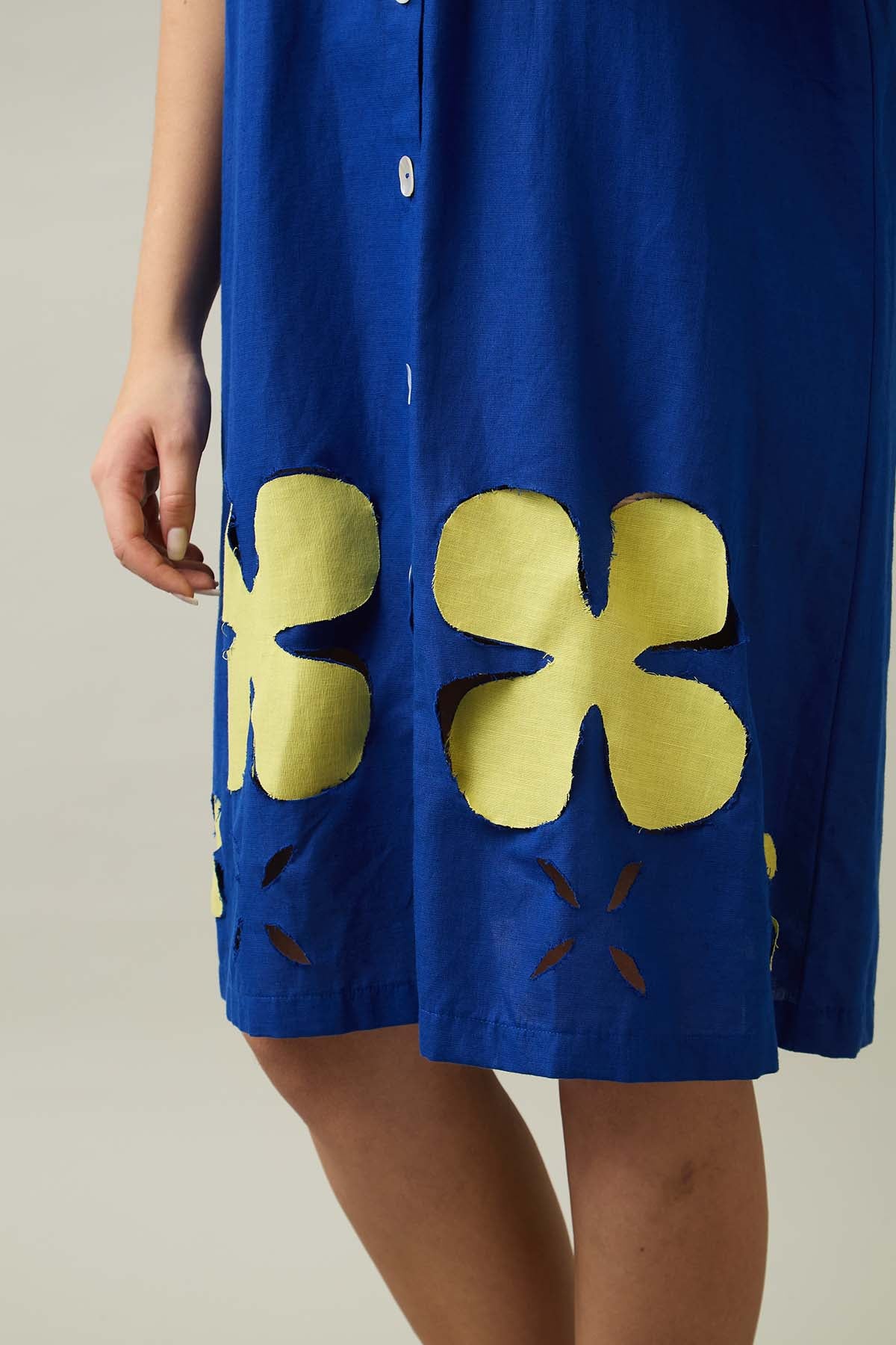 Royal Blue Patchwork Shirt Dress