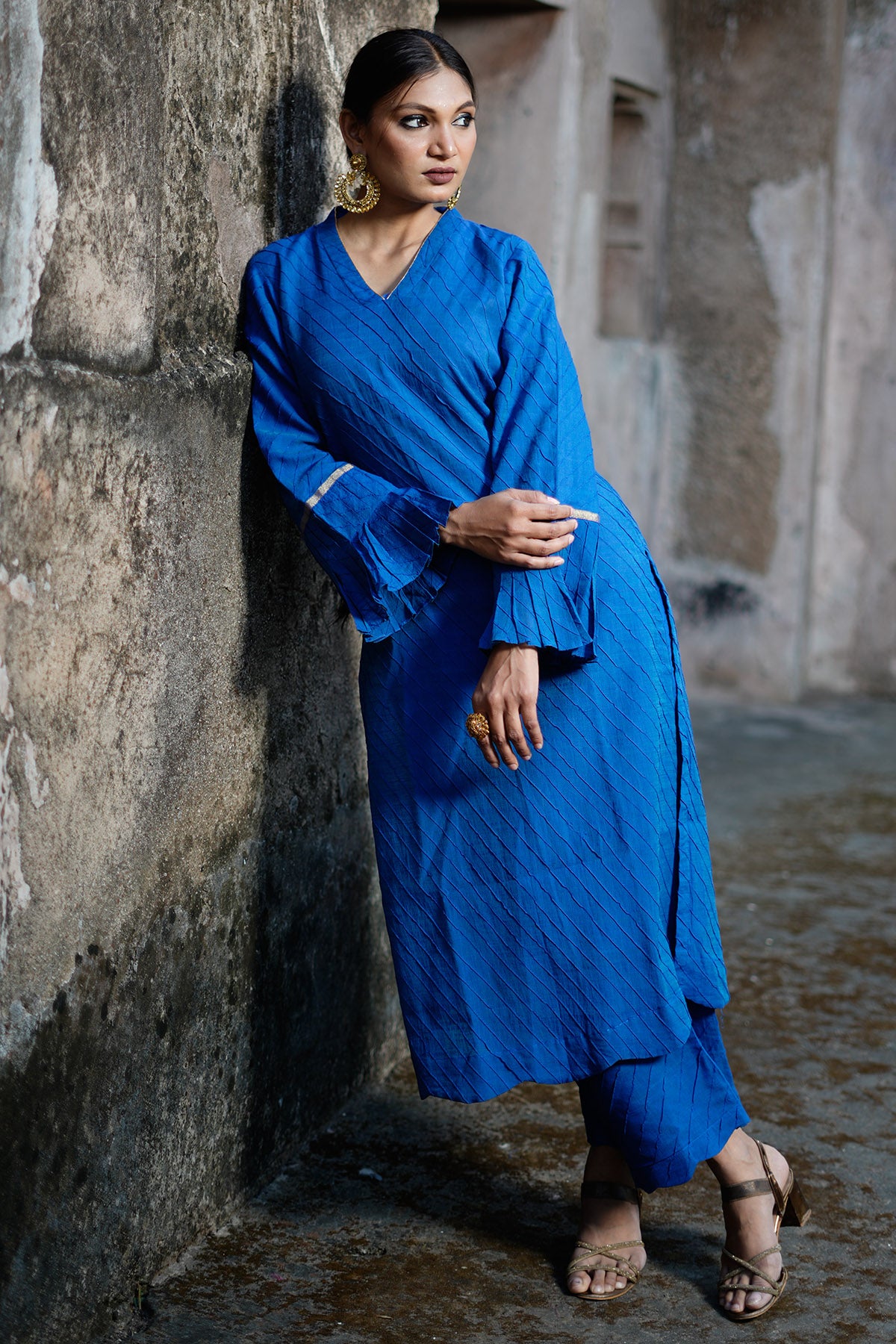 Royal Blue Pintuck Kurta & Pant