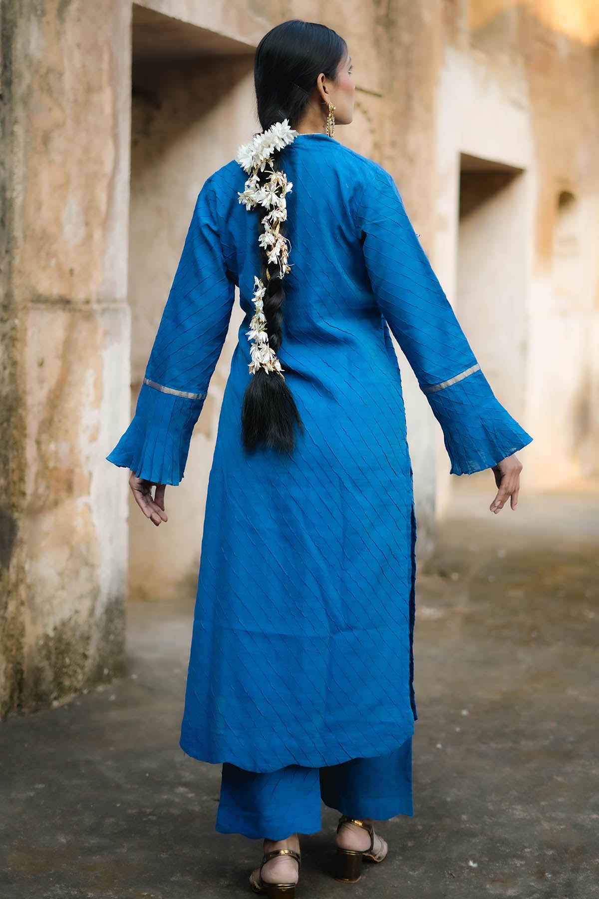 Royal Blue Pintuck Kurta & Pant