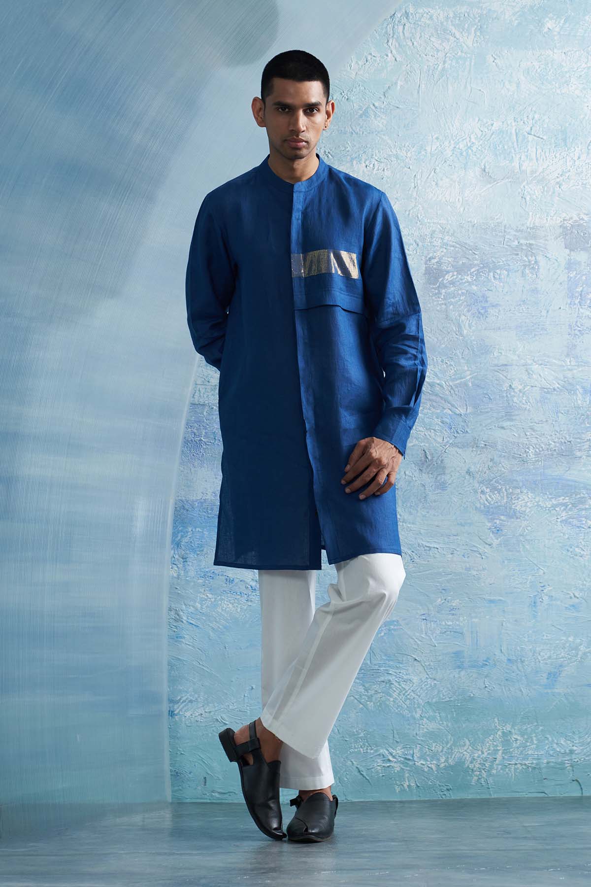 Buy Royal Blue Placket Kurta Set by Charkhee for men online at ScrollnShops