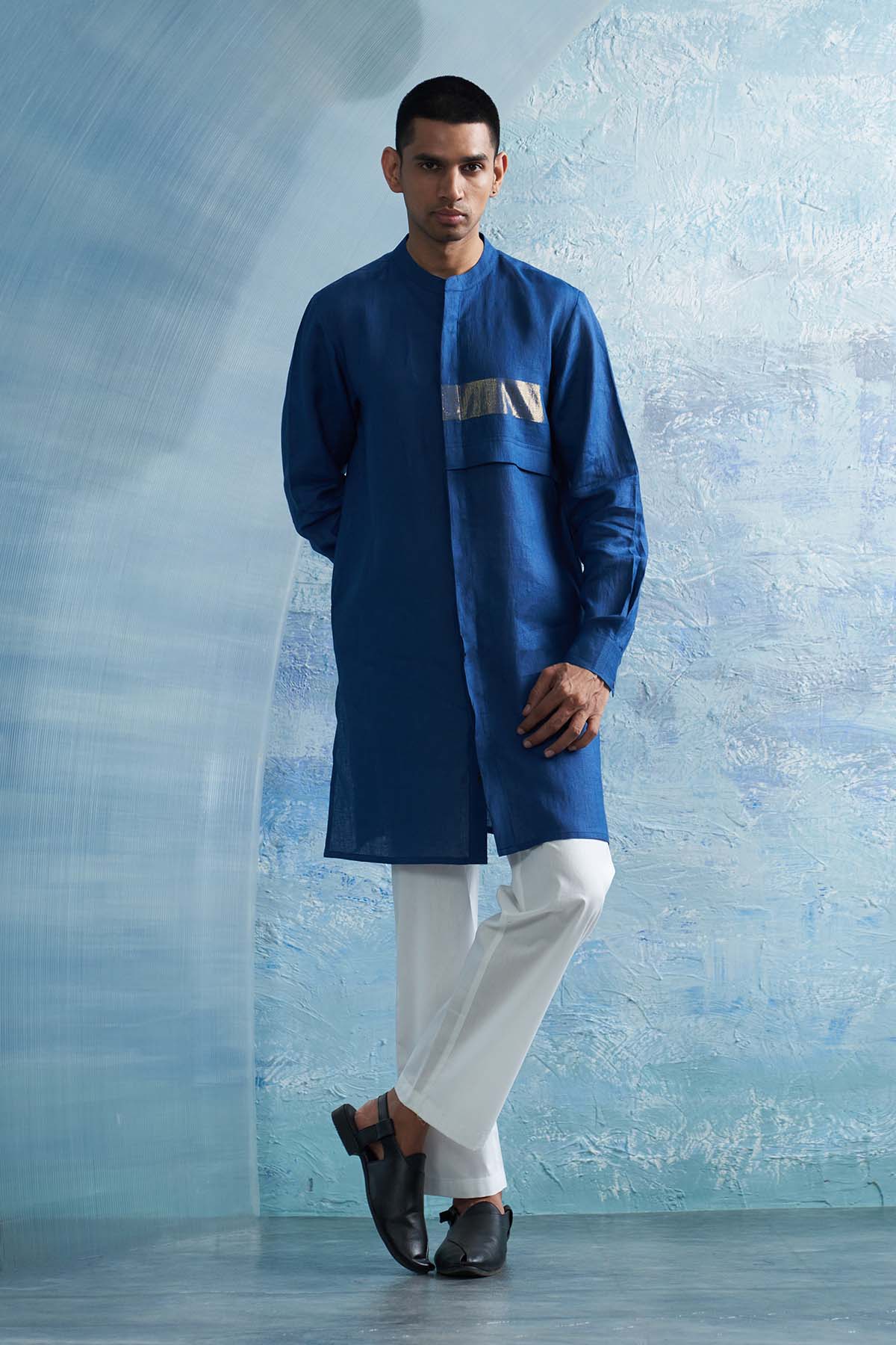 Buy Royal Blue Placket Kurta Set Online