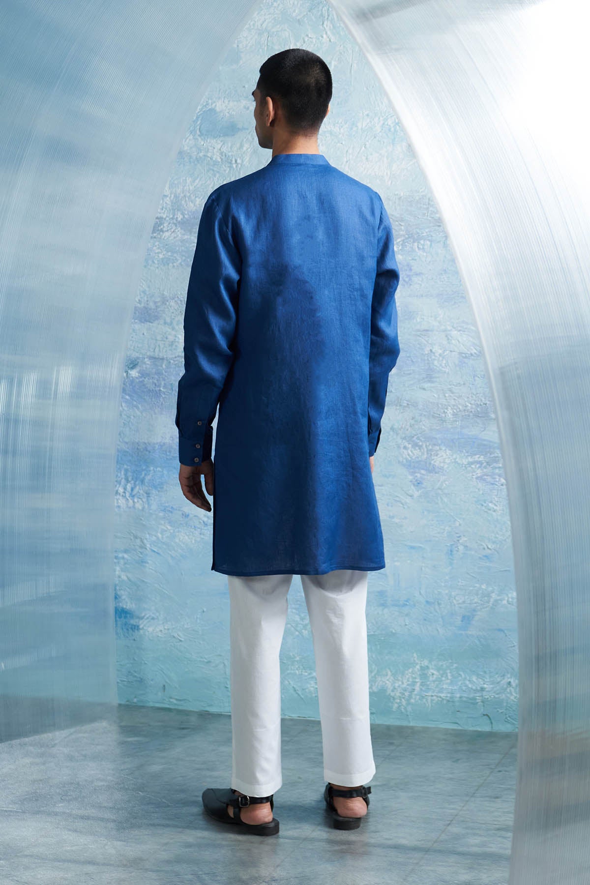 Royal Blue Placket Kurta Set