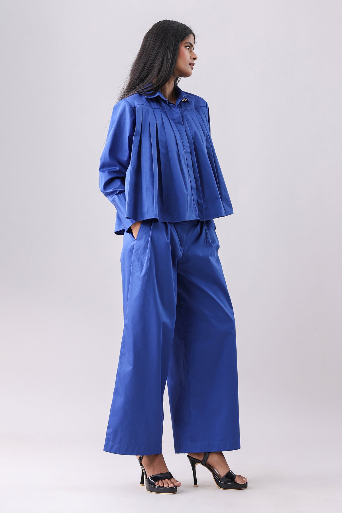 Royal Blue Pleated Shirt & Pants