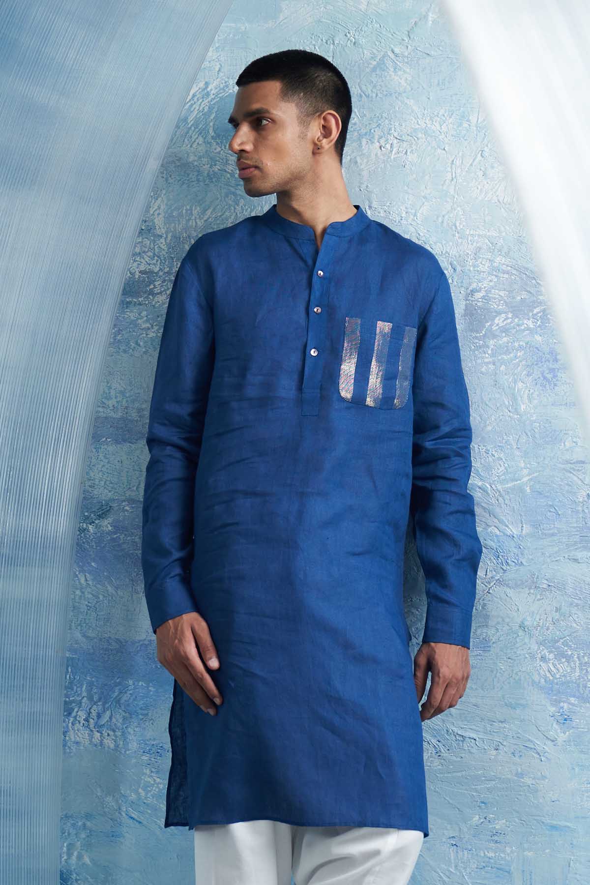 Royal Blue Pocket Kurta & Salwar