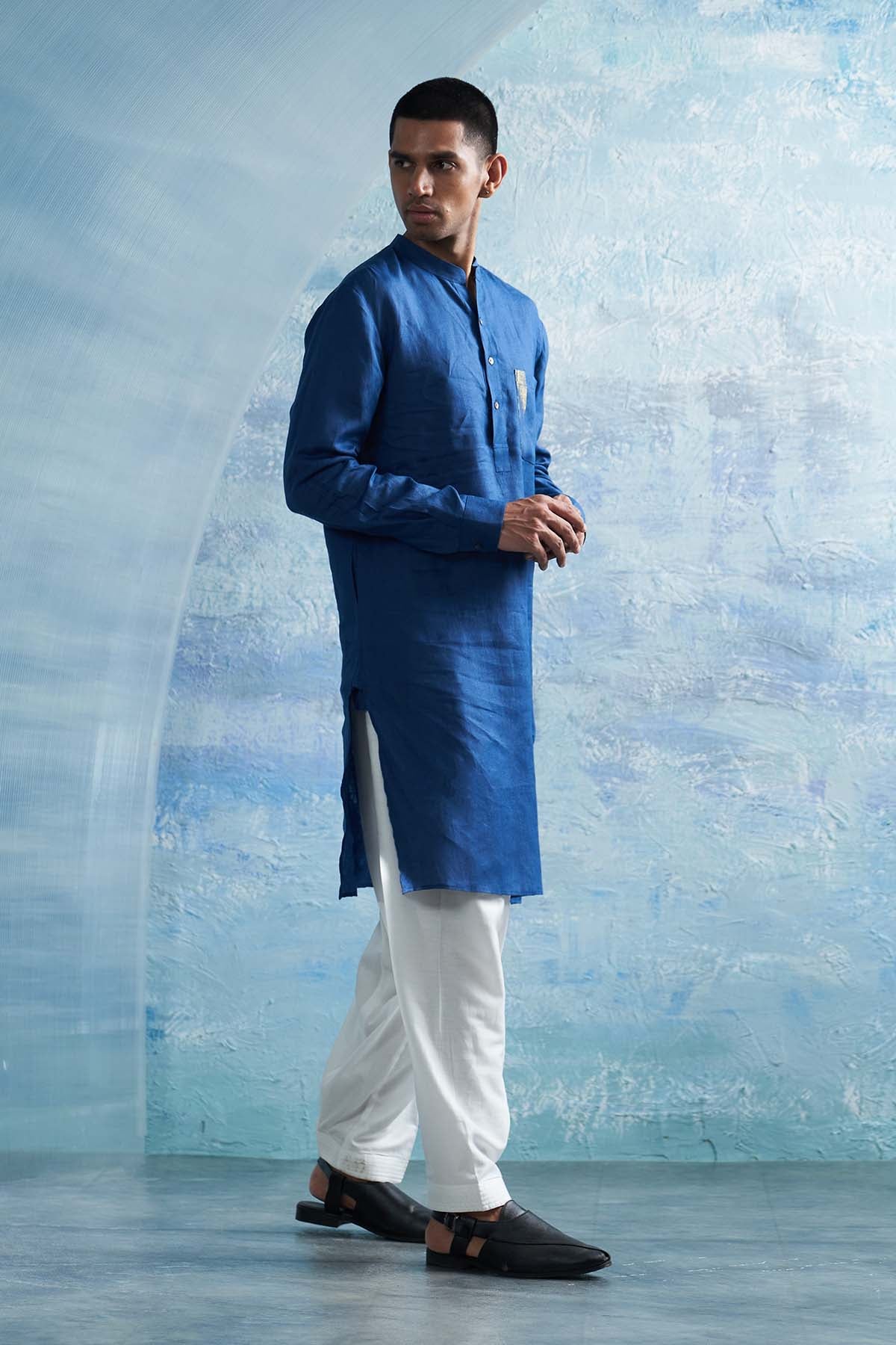 Royal Blue Pocket Kurta & Salwar