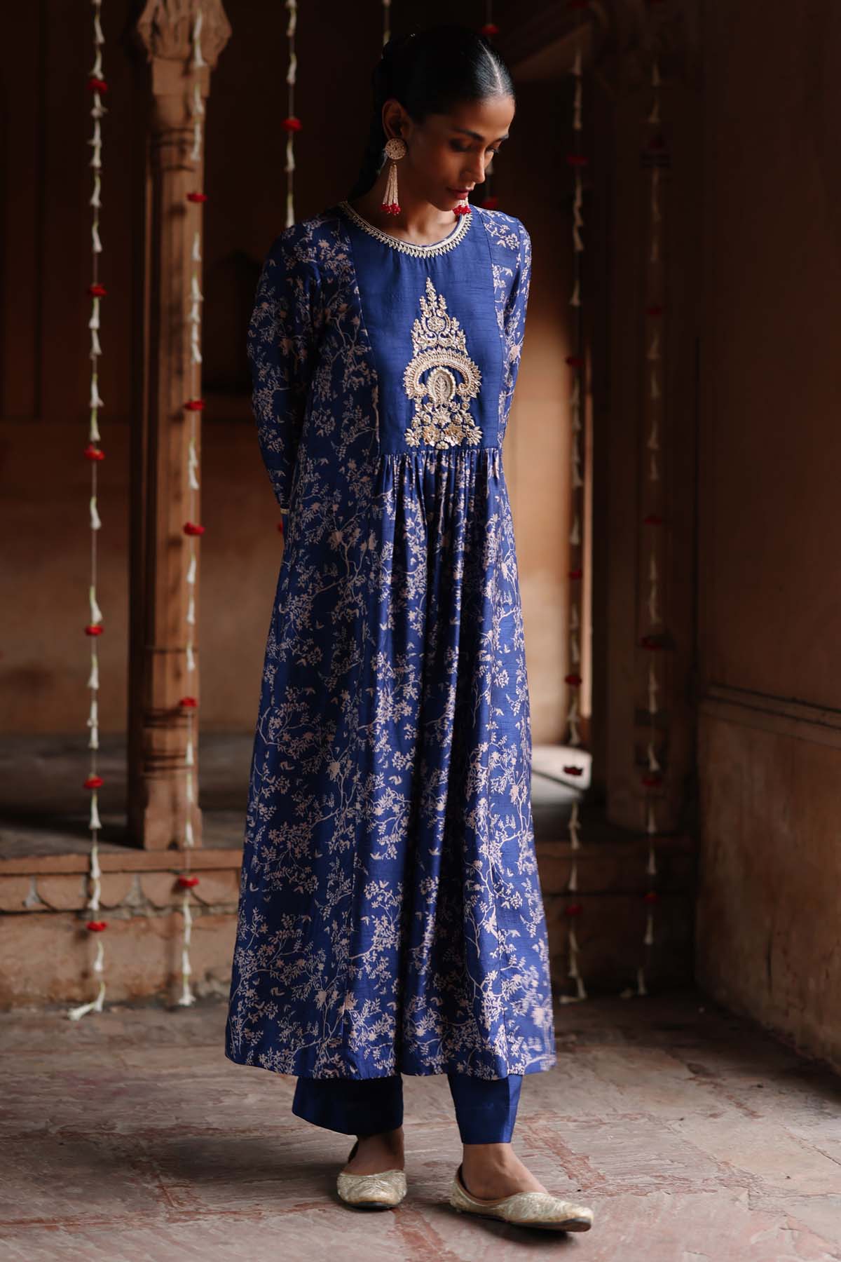 Royal Blue Print Kurta & Pants